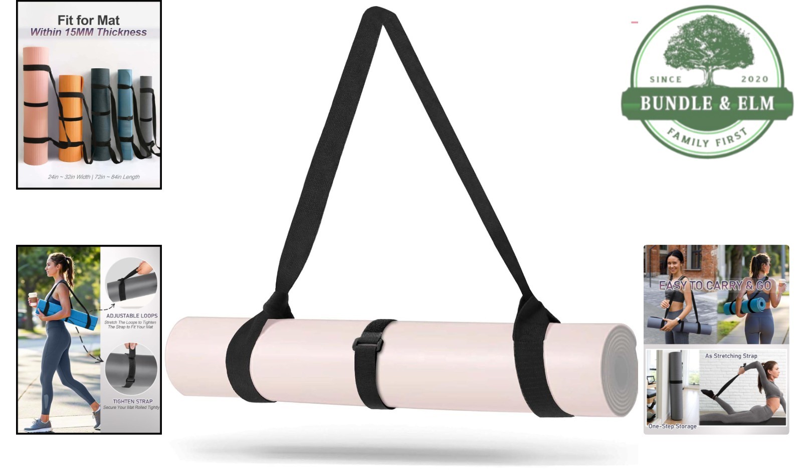 Yoga Mat Carrier Strap Adjustable Cotton Wide Carrying Strap for Exercise