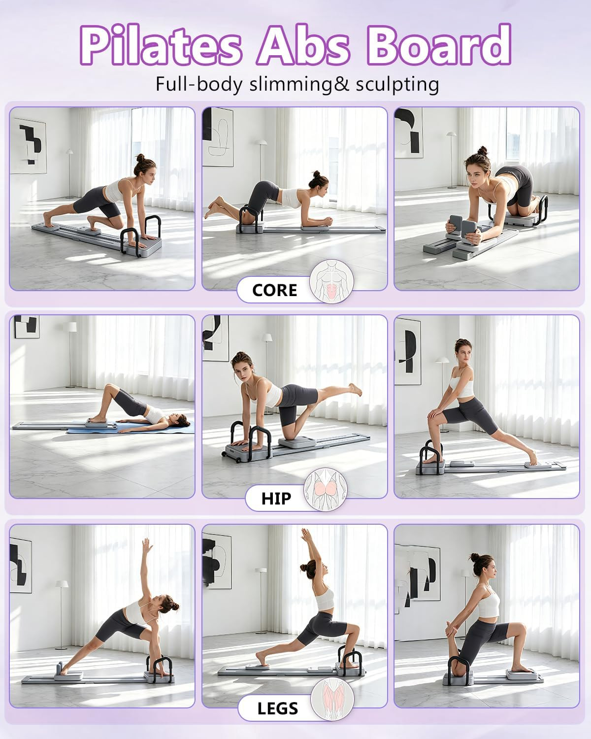 8-in-1 Pilates Board for Full Body Workout & Core Strengthening at Home