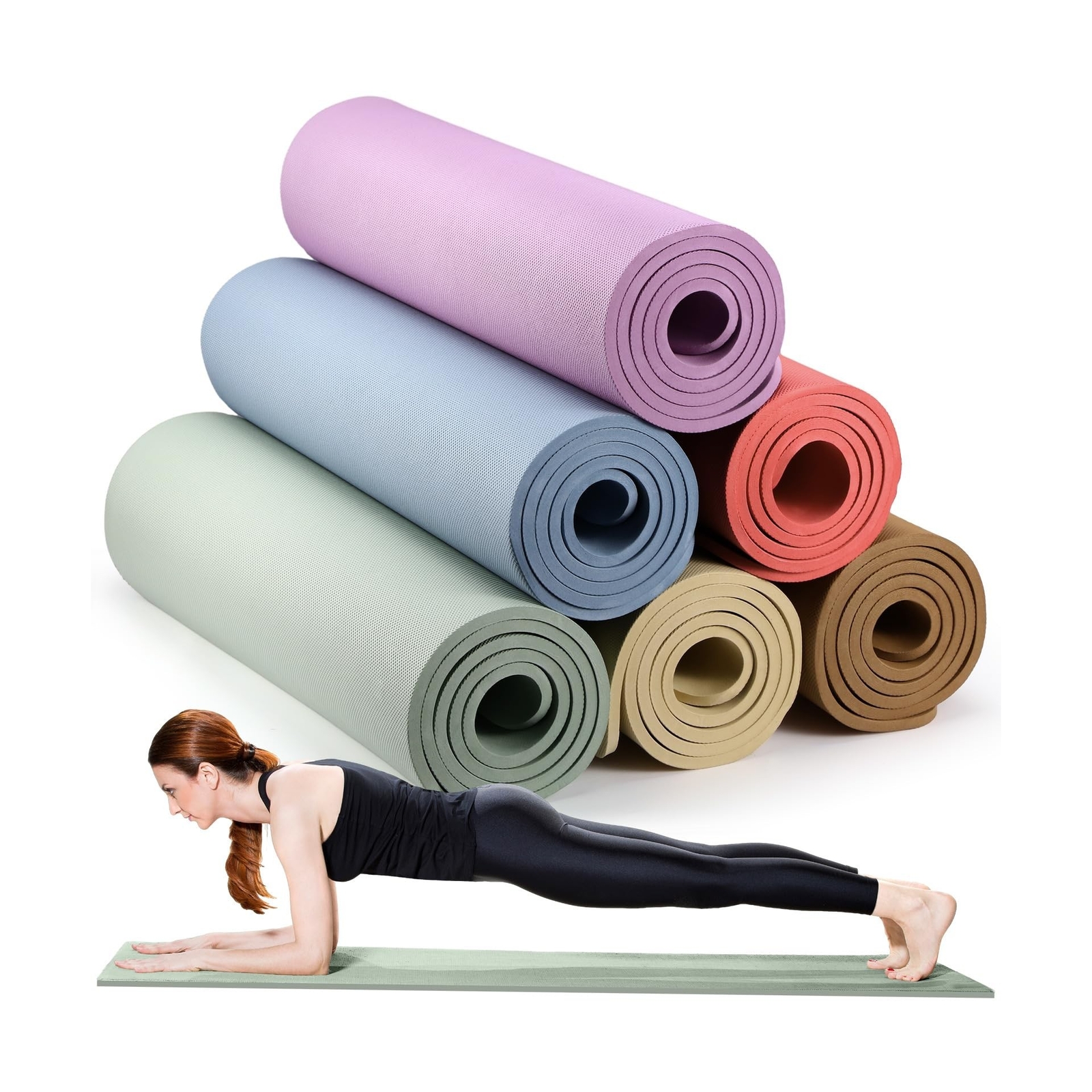 Timgle 6 Pcs 10mm Thick Yoga Mat Bulk 68 x 24 Inches Assorted Colors Exercise…