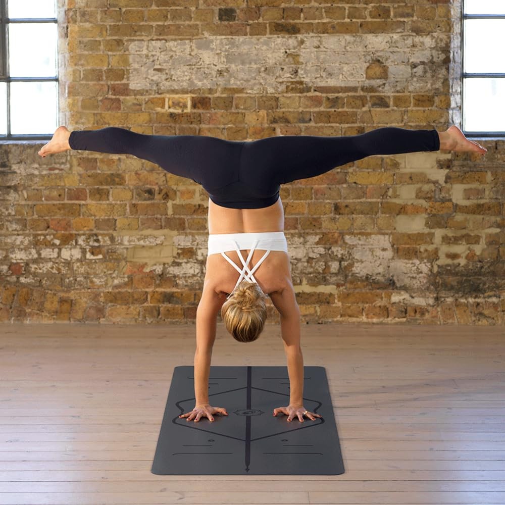 Travel Yoga mat – Free Bag, Patented 71&Prime; long x 26&Prime; wide, Gray