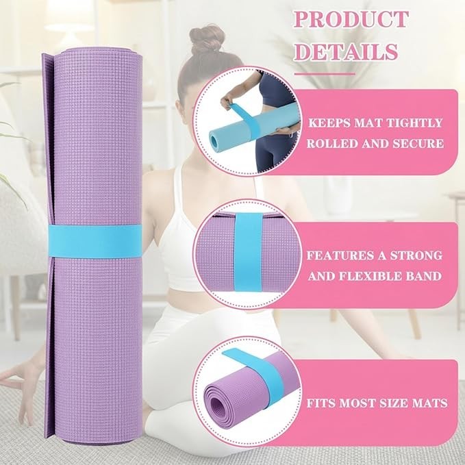 Yoga Mat Strap, One Snap Yoga Mat Slap Band for Keep Mats Tightly Rolled, Elasti