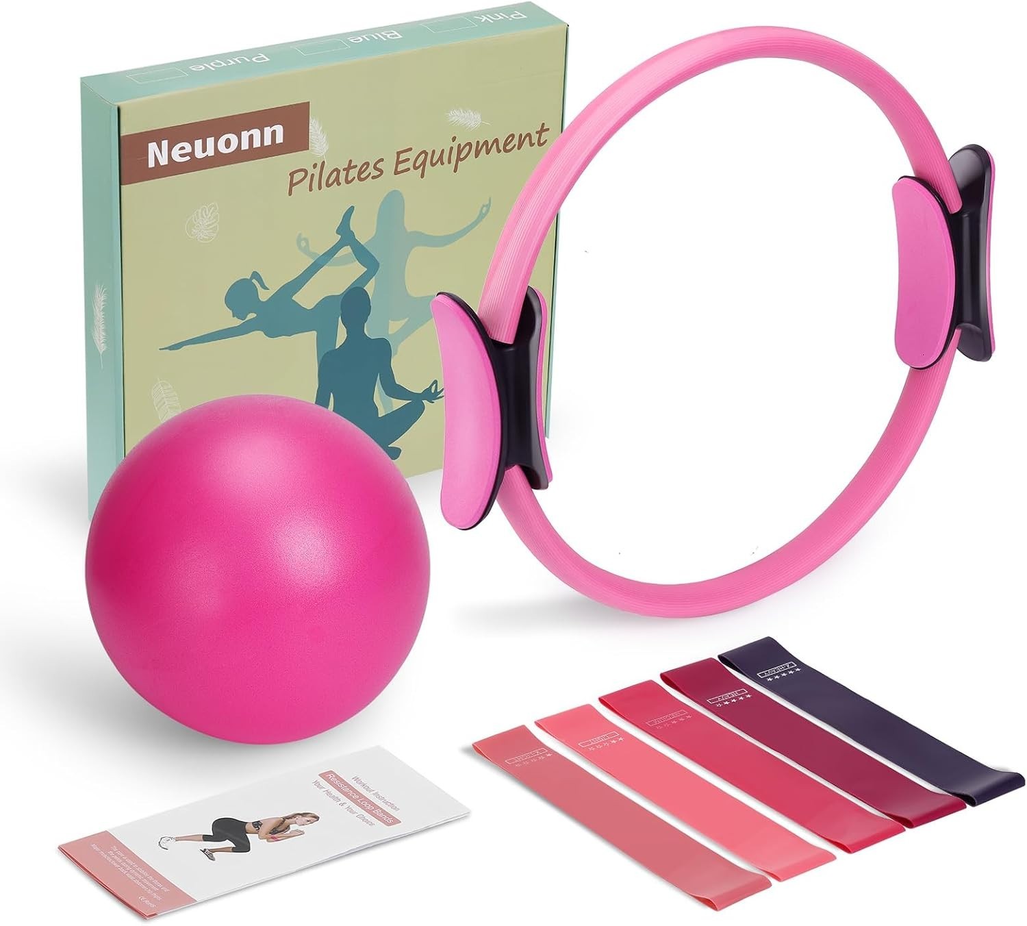 Versatile Pink Pilates Essentials Kit – Circle, Ball, Bands for All Levels