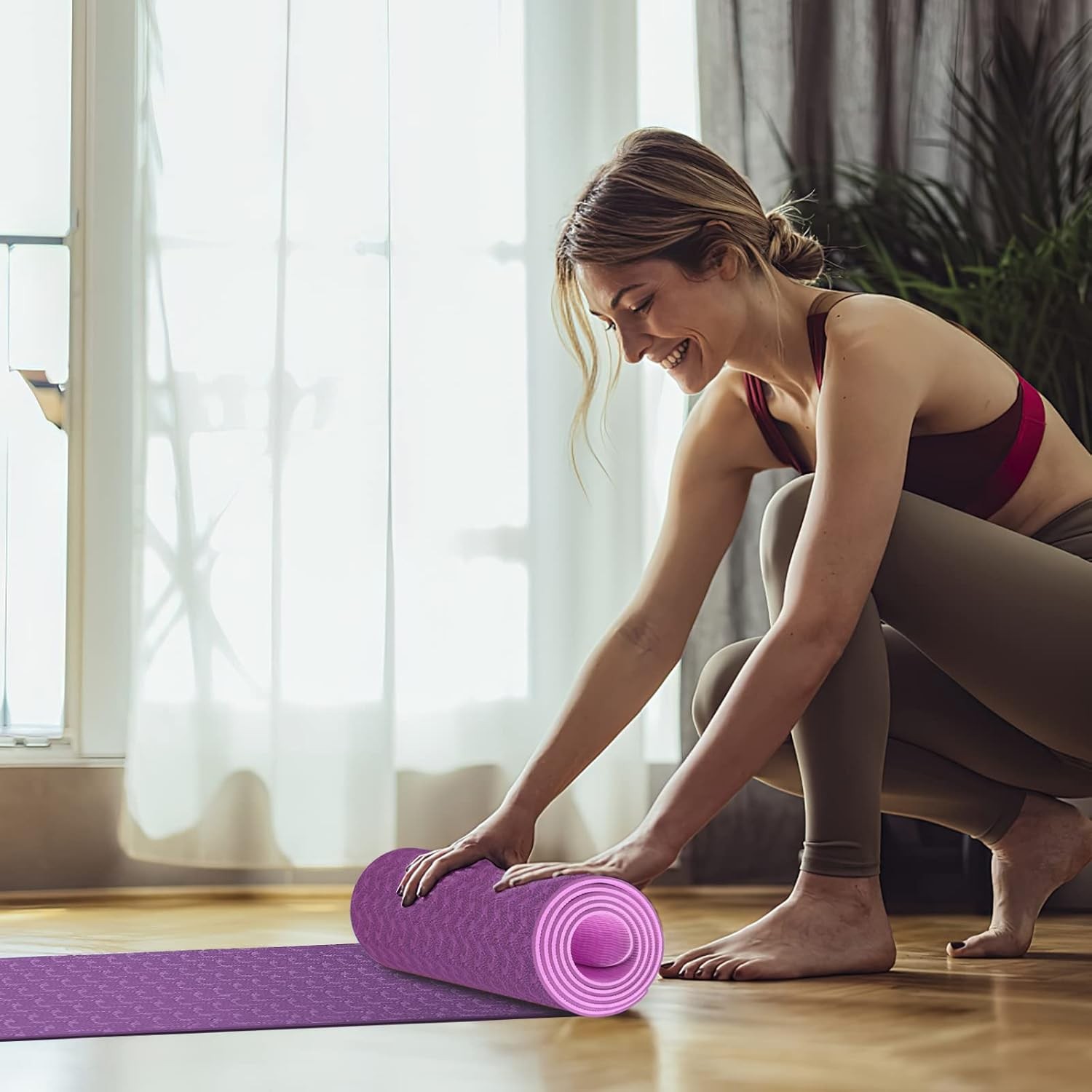 Thick Non-Slip, Women Men Fitness & Exercise Mat, Lx24&Prime;W