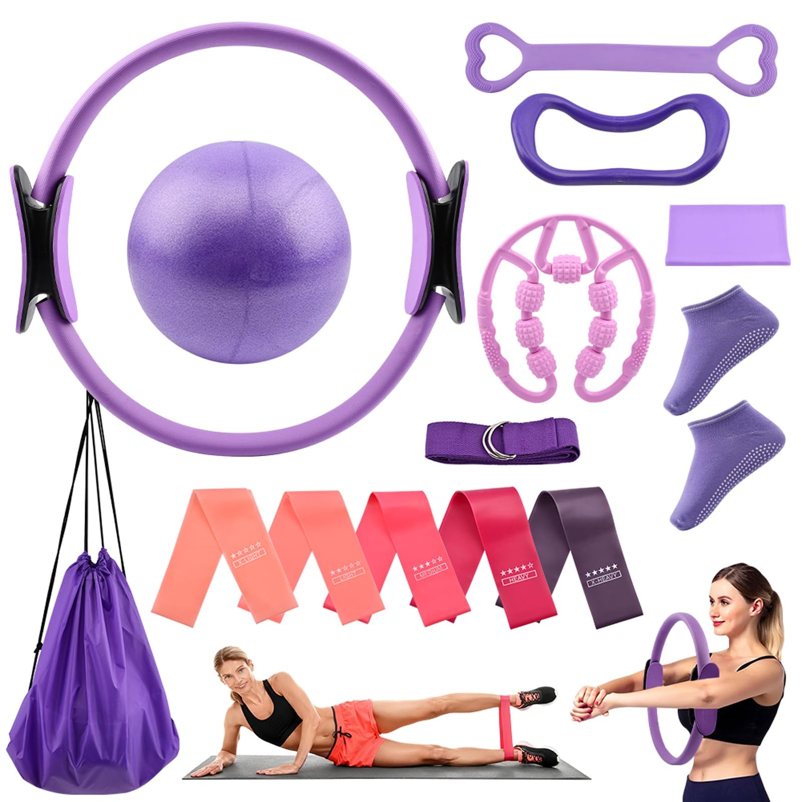 Pilates Essentials Kit for Women, 14 Pcs Home Workout Equipment with Pilates …
