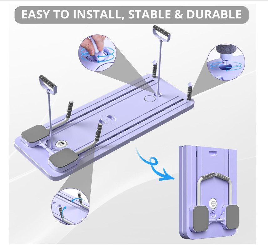 5 in 1 Pilates Sliding Board Set, Multi-Purpose Foldable Pilates Purple