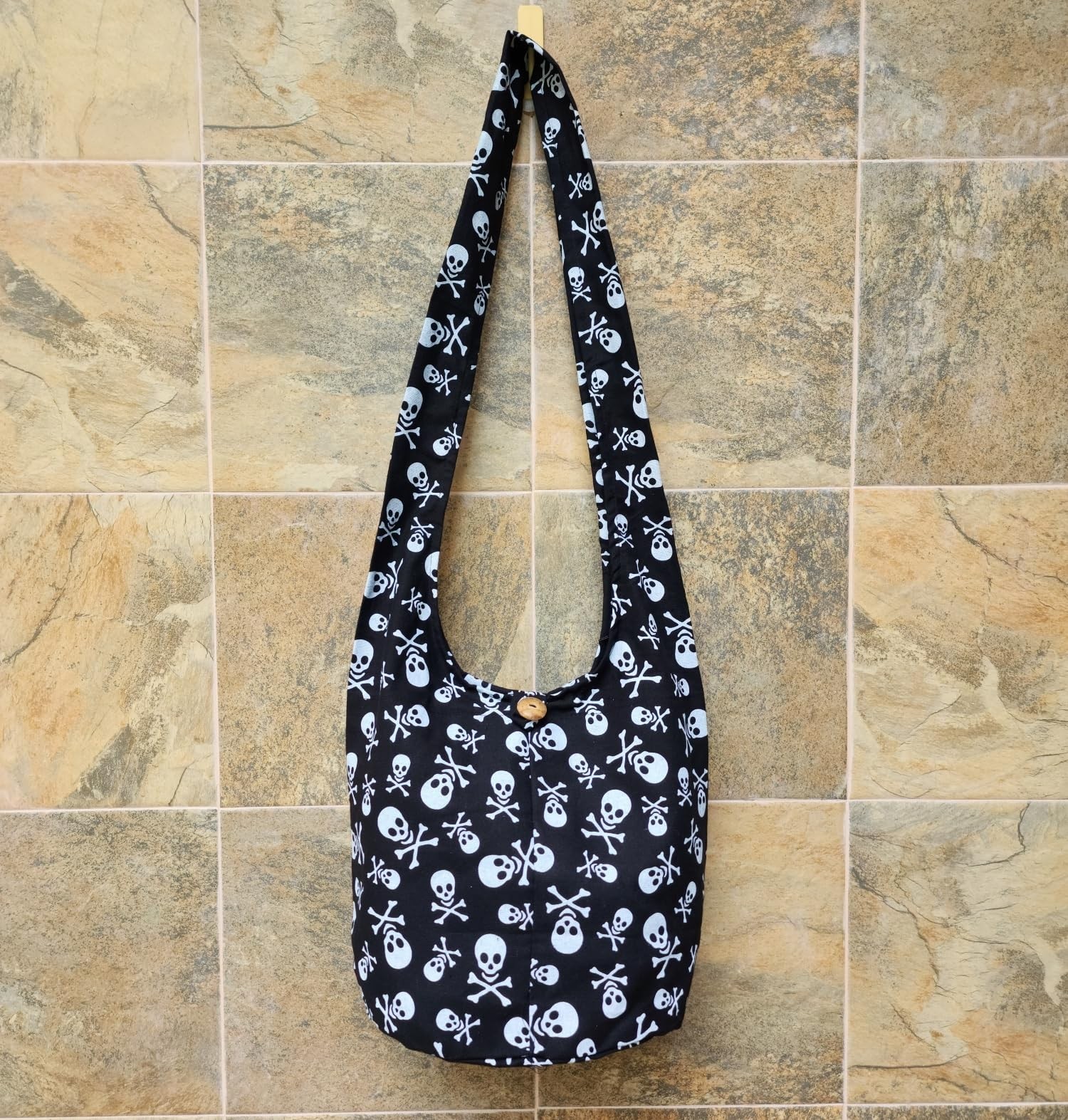 BTP! Skull Punk Rock Hippie Hobo Thai Cotton Sling Crossbody Bag Messenger Pu…