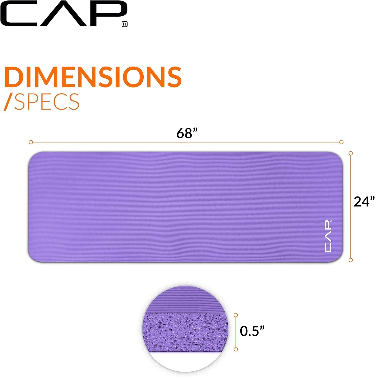 Comfortable & Portable 12mm Yoga Mat – Lightweight, Purple with Carrying Strap
