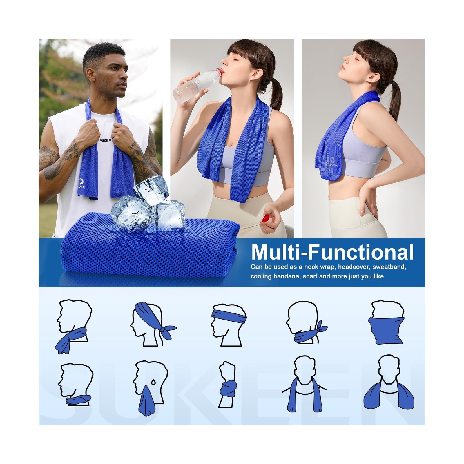 Sukeen Cooling Towels 6 Pack (40&Prime;x12&Prime;), Cooling Towels for Neck and Face, Qui…