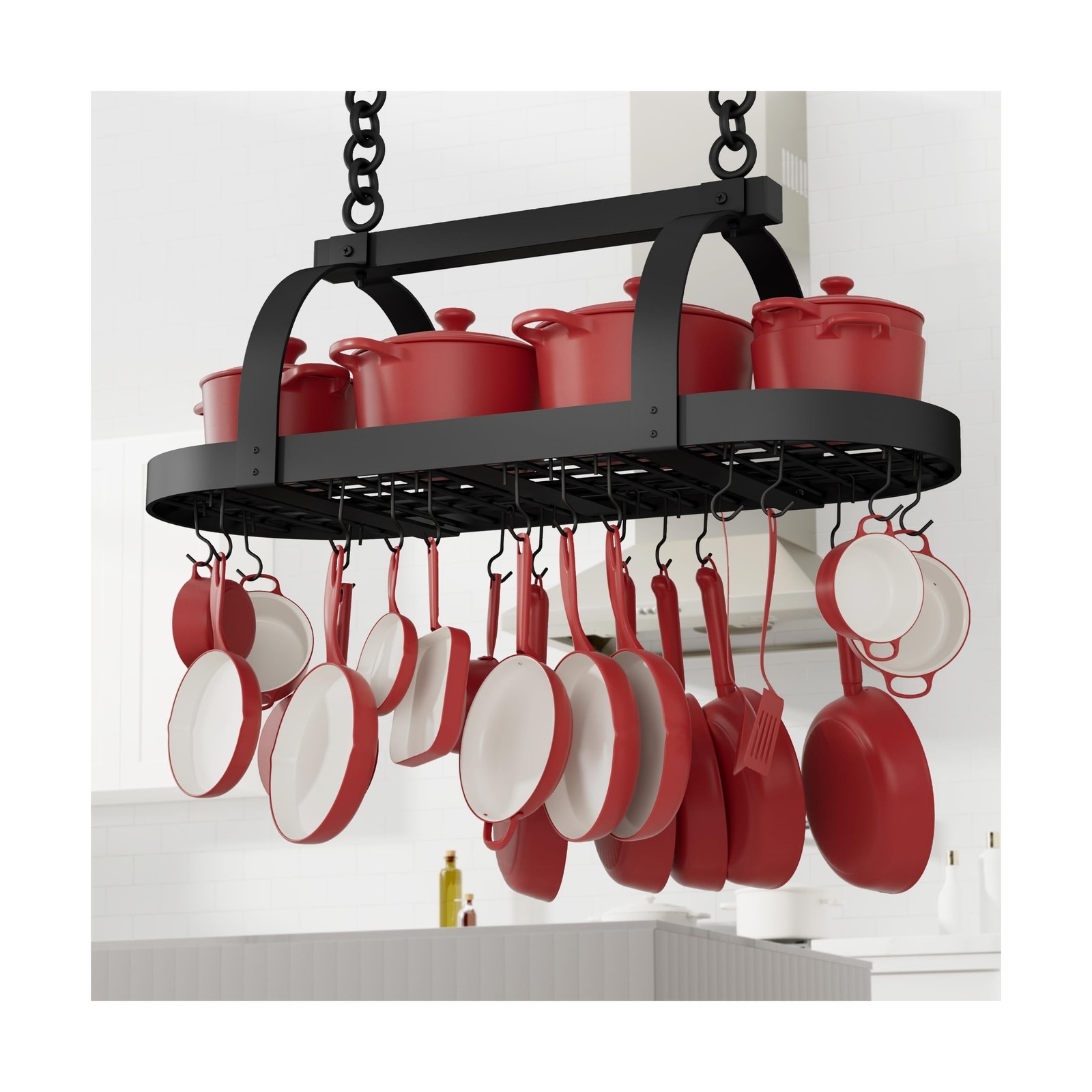KES 48 Inch Large Hanging Pot Rack, Heavy Duty Oval Pot and Pan… USA FAST SHIP