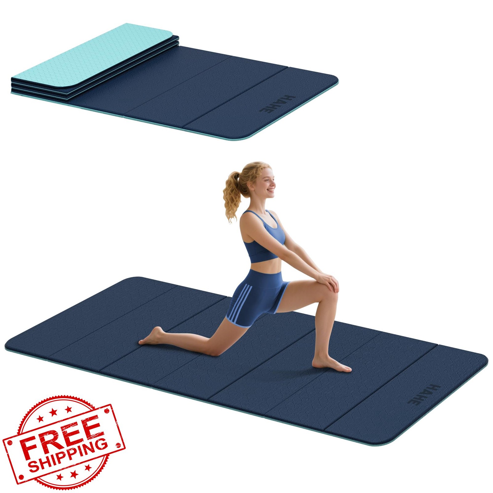 hahe Yoga Mat Navy Blue+Green TPE
