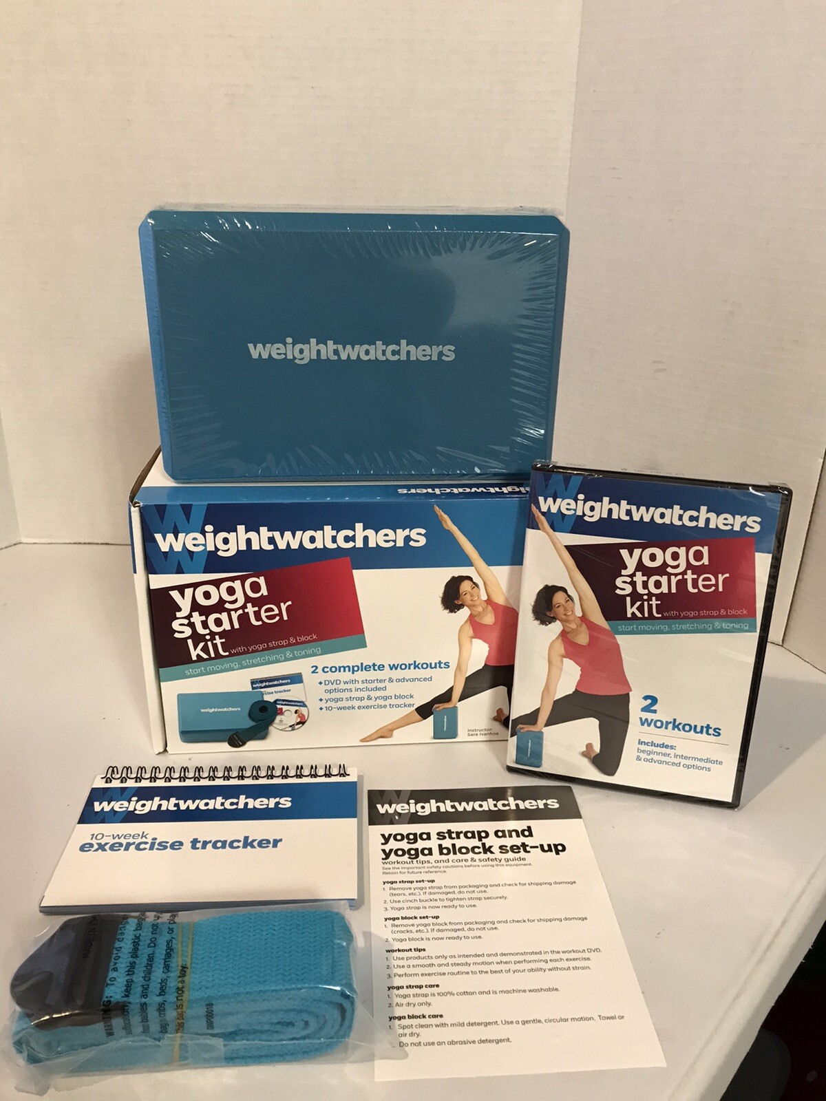 Weight Watchers Yoga Starter Kit 2 Complete Workouts DVD Strap Block and Tracker