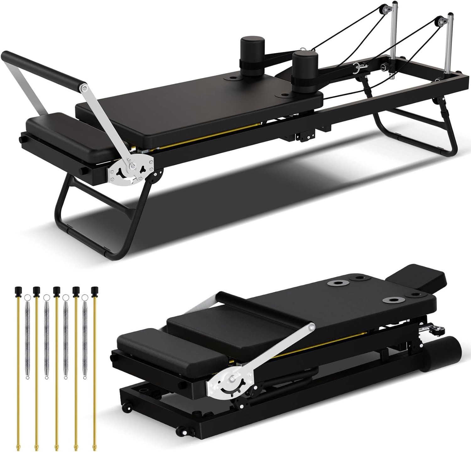 Foldable Pilates Reformer for Home Use, Portable Pilates Machine Reformer with A