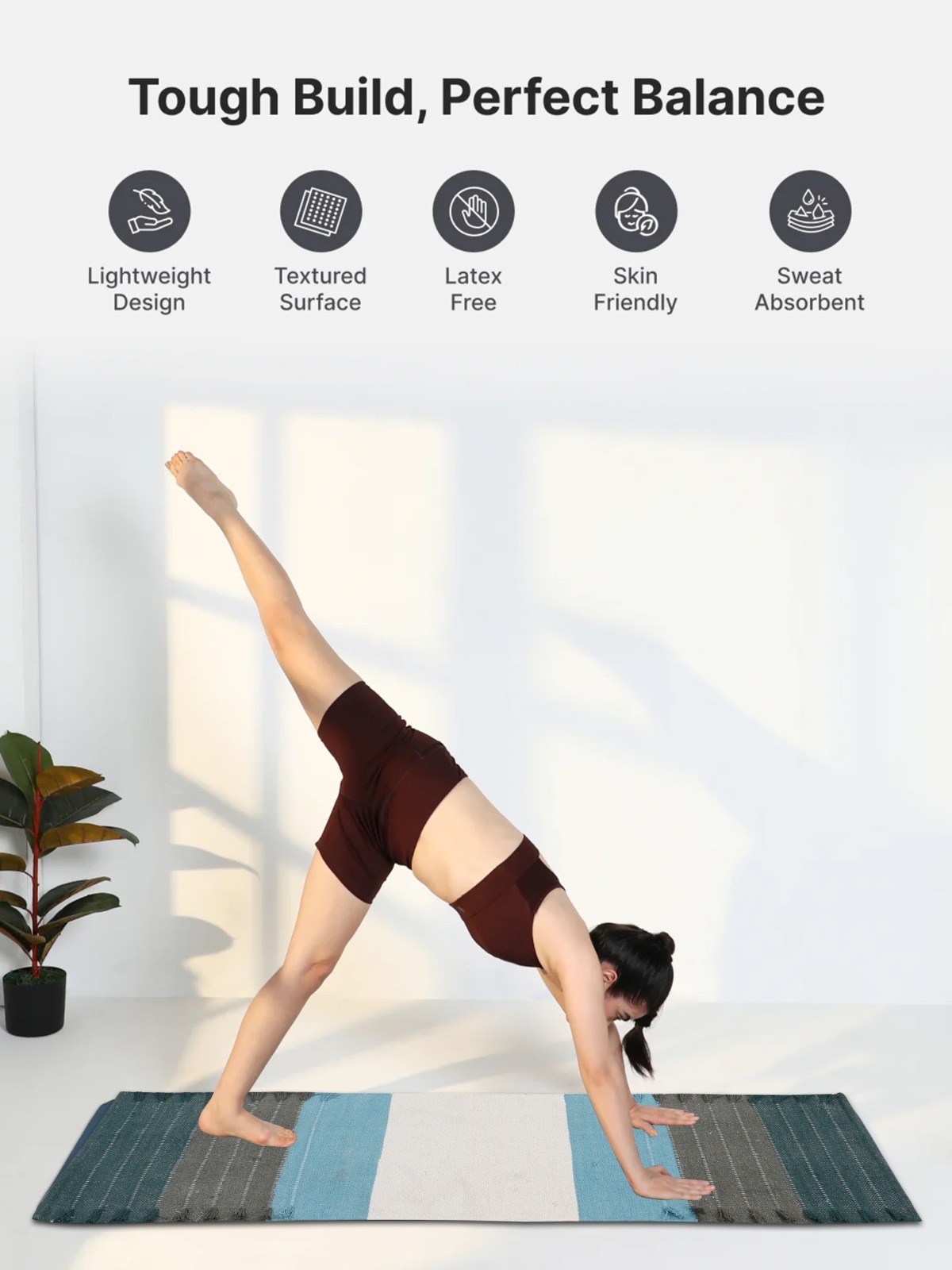 Yoga Mat Thick Non Slip Cotton Exercise Workout Mat Pilates Rug 2×6 FT
