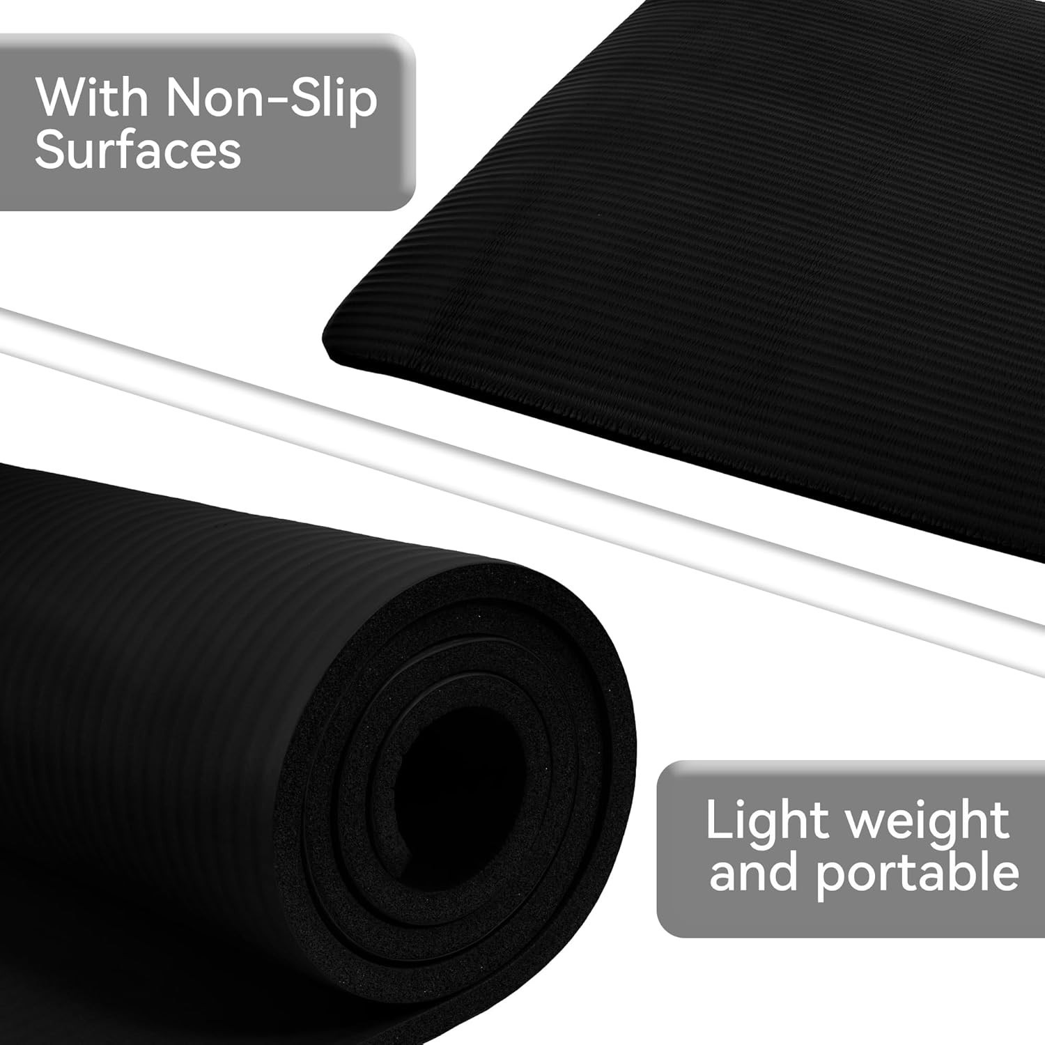 1/2-Inch Extra Thick Yoga Mat – Non-Slip & Portable with Strap for Comfort