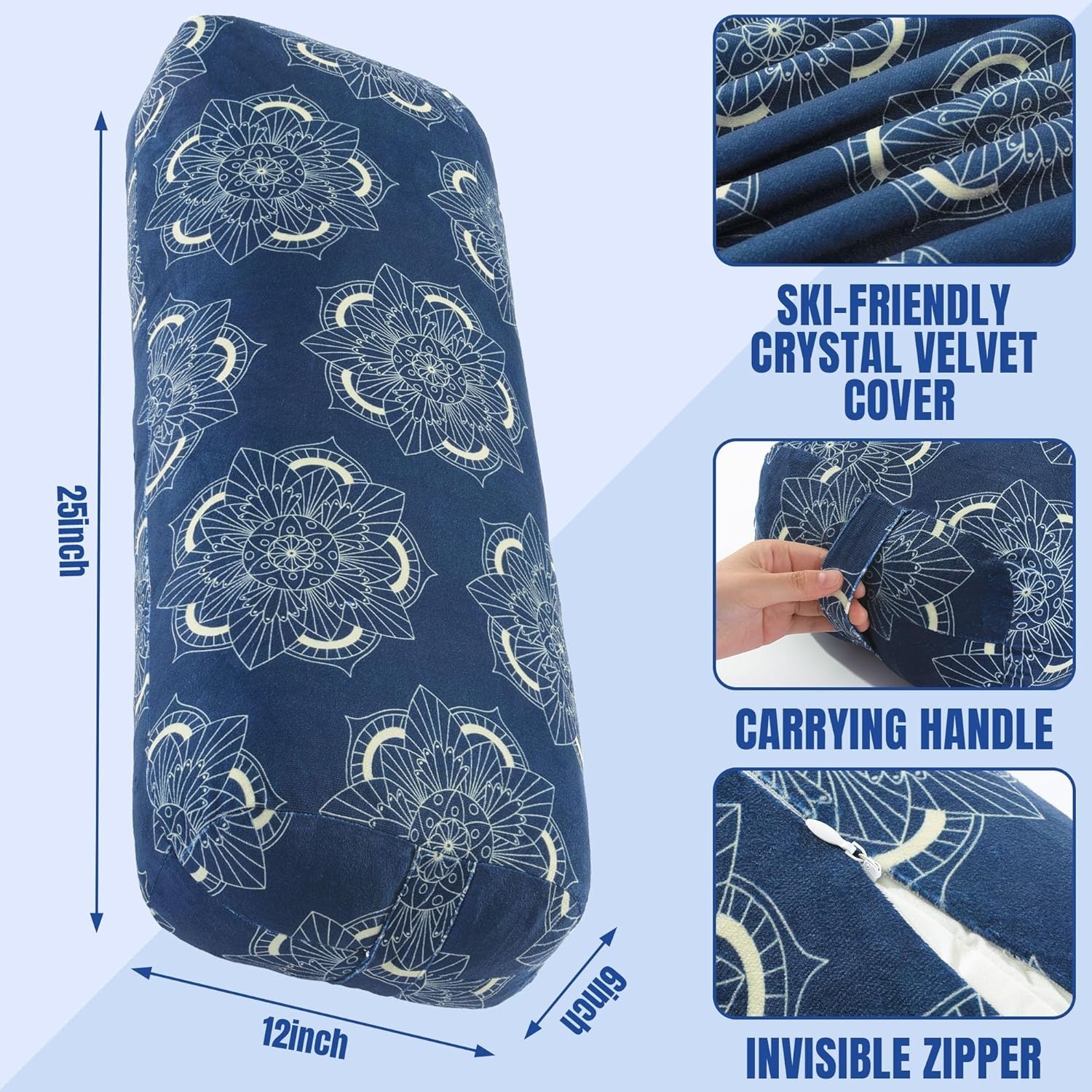 Yoga Bolster Pillow, Rectangular Yoga Bolster for Restorative & Meditation, P…