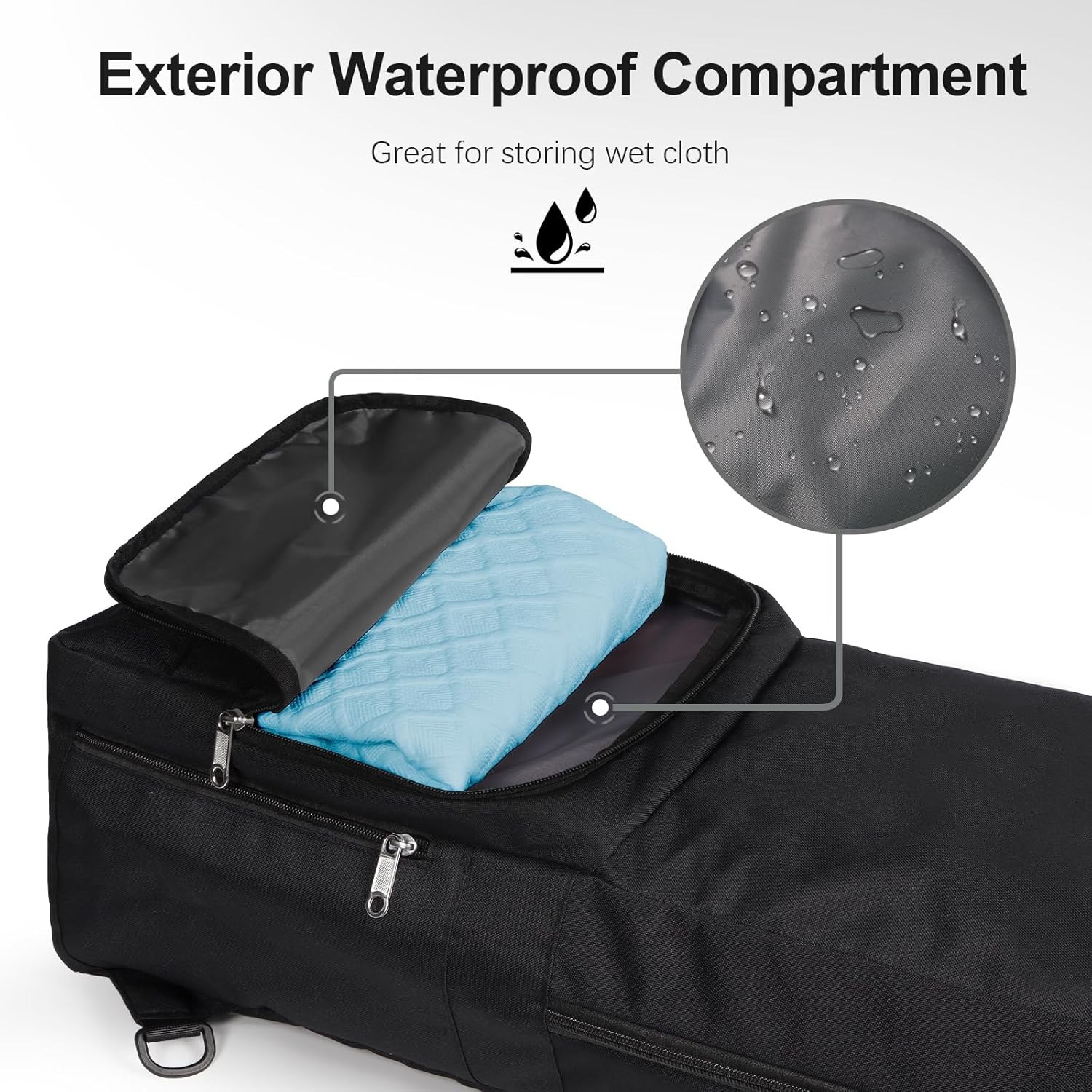 Yoga Mat Bag Carrier Side Mesh Zipper Pocket Exterior Wet Compartment Lightweigh