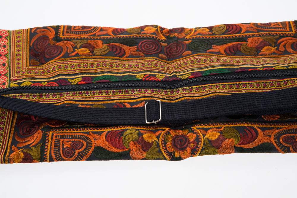 Handmade Fabric Gold Yoga Mat Bag Accessory Carrier Gym Tribal Art Thai Craft