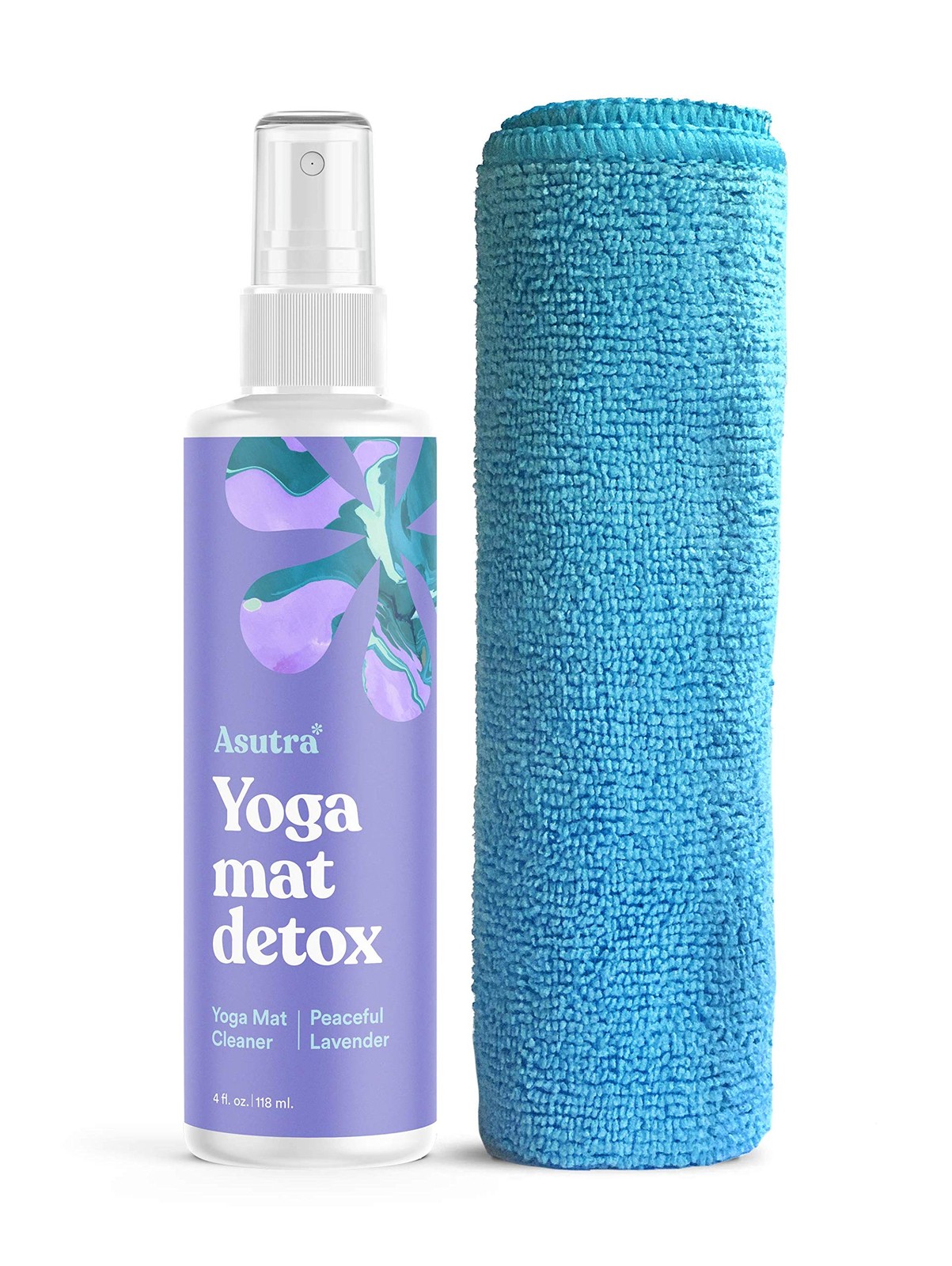 ASUTRA Yoga Mat Cleaner Spray Peaceful Lavender, 4 fl oz No Slippery Residue…