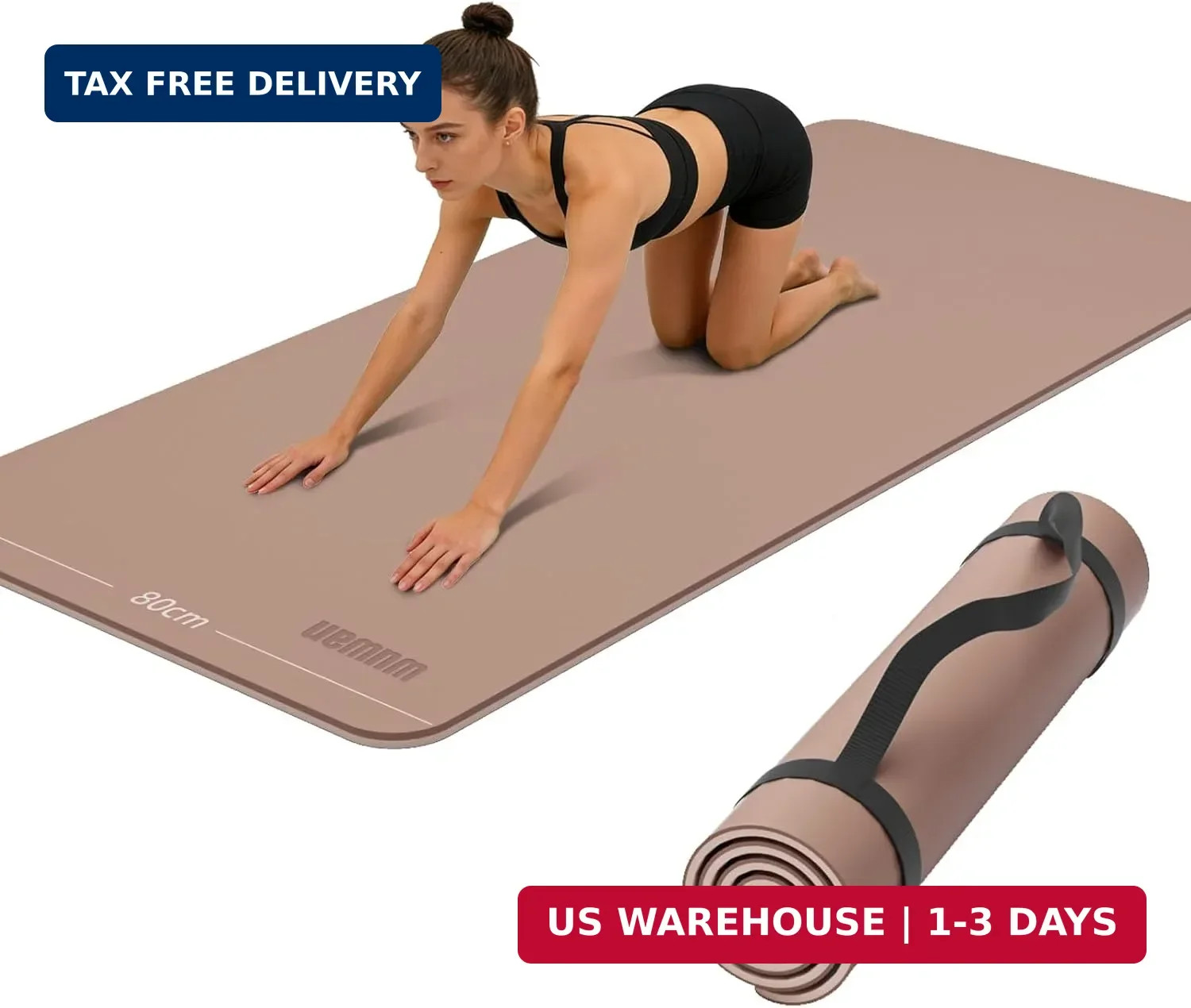 Wide Yoga Mat-80cm Non Slip Extra Thick 1/3 » Fitness Exercise Mat TPE Material