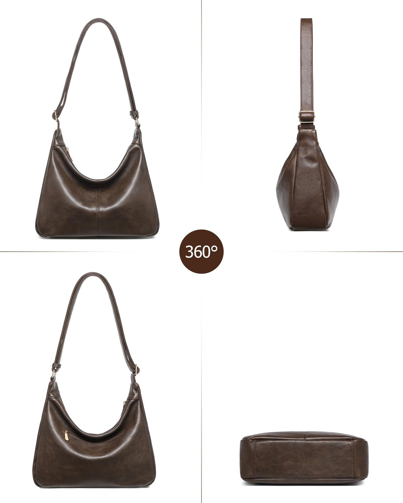 2PCS Purses for Women, Soft Vegan Leather Hobo Bag Slouchy Crossbody Shoulder…