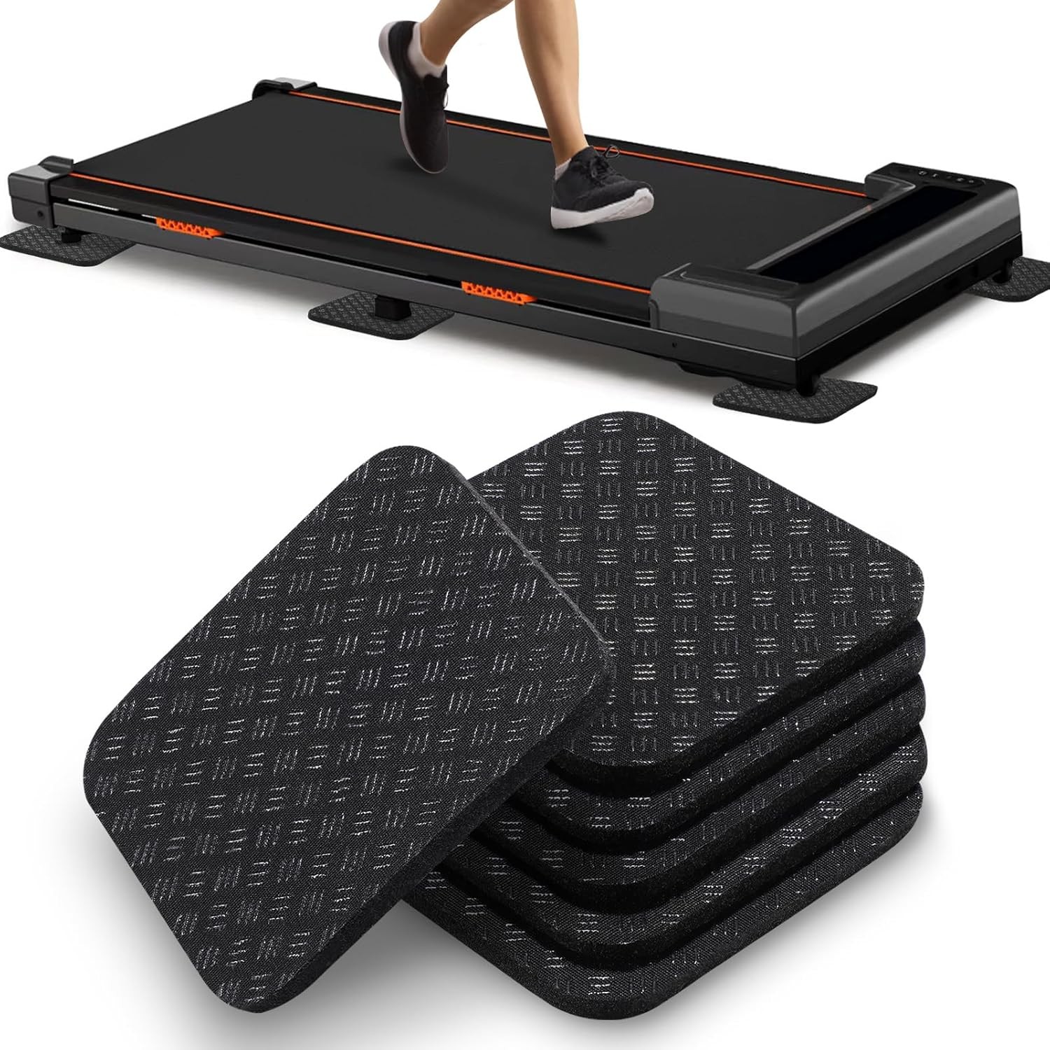 6PCS Treadmill Mat Pads, 4&Prime; x 4&Prime; x 0.2&Prime; Double-Sided Non-Slip Exercise Equipment
