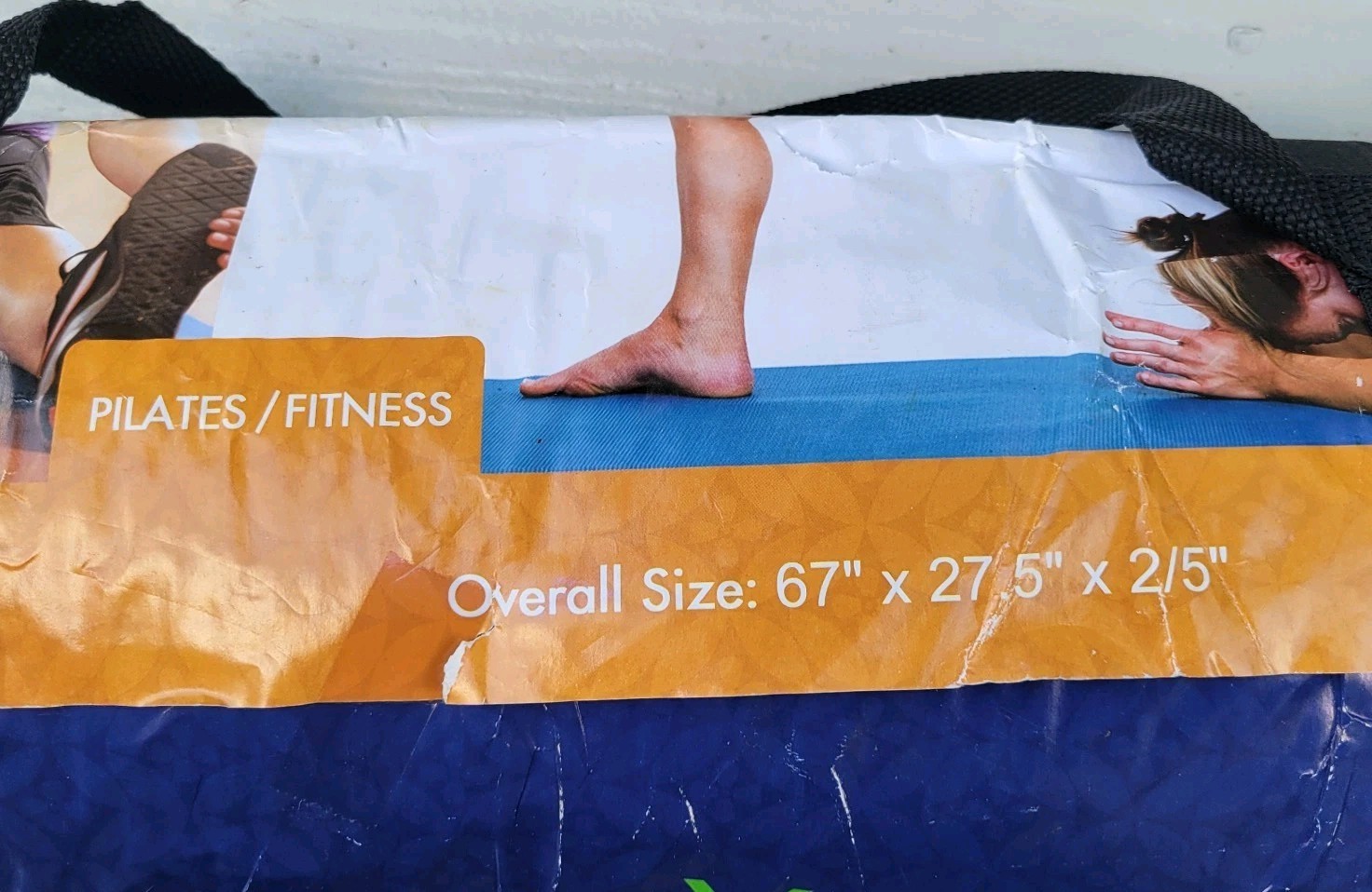 Thick Yoga/Fitness/ Pilates Ribbed Mat with Carrier Strap, 67&Prime; × 27.5&Prime; x 2/5