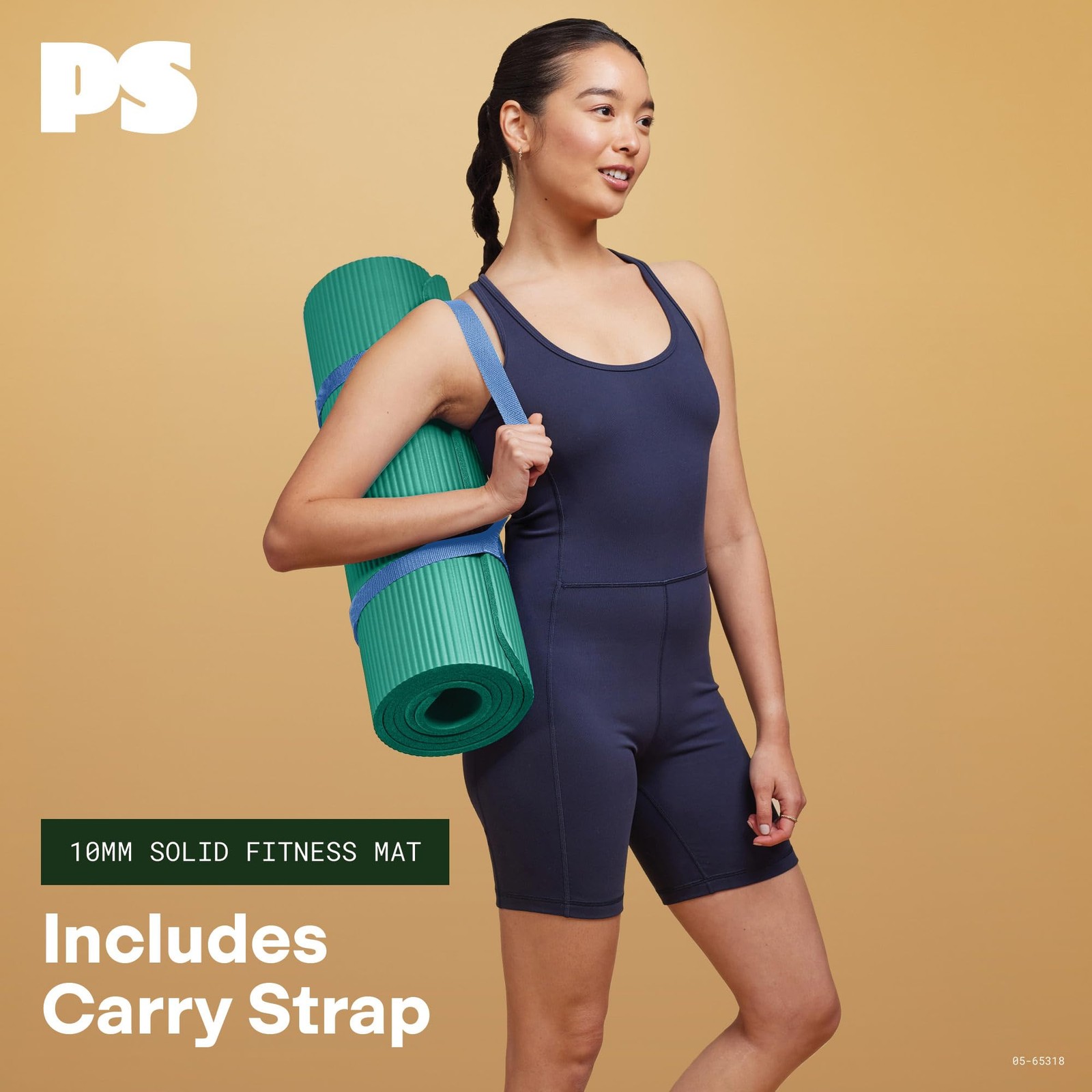 10mm Fitness Mat, 72&Prime; x 23.5&Prime; (Seafoam, Solid) with Easy Carry Strap, Extra-T…