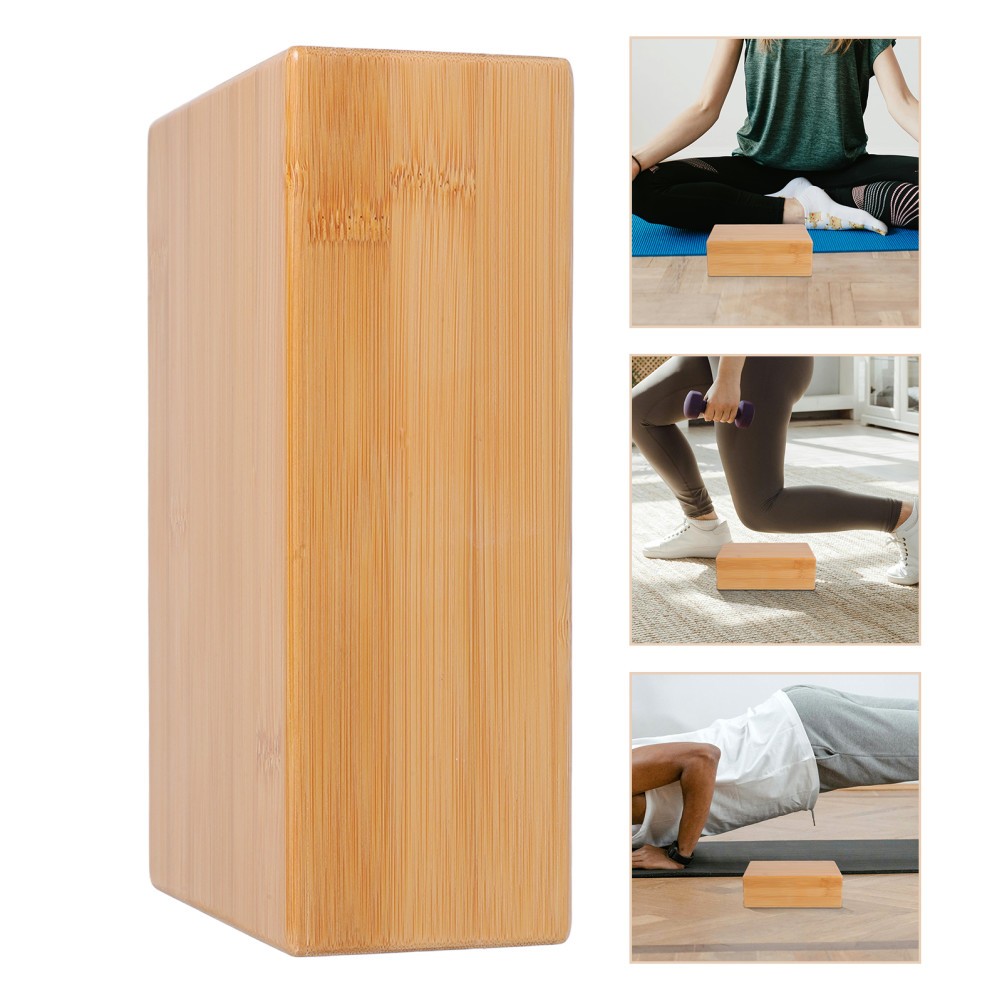 1Pcs Wooden Yoga Brick Durable Bamboo Block for Balance and Yoga Exercise