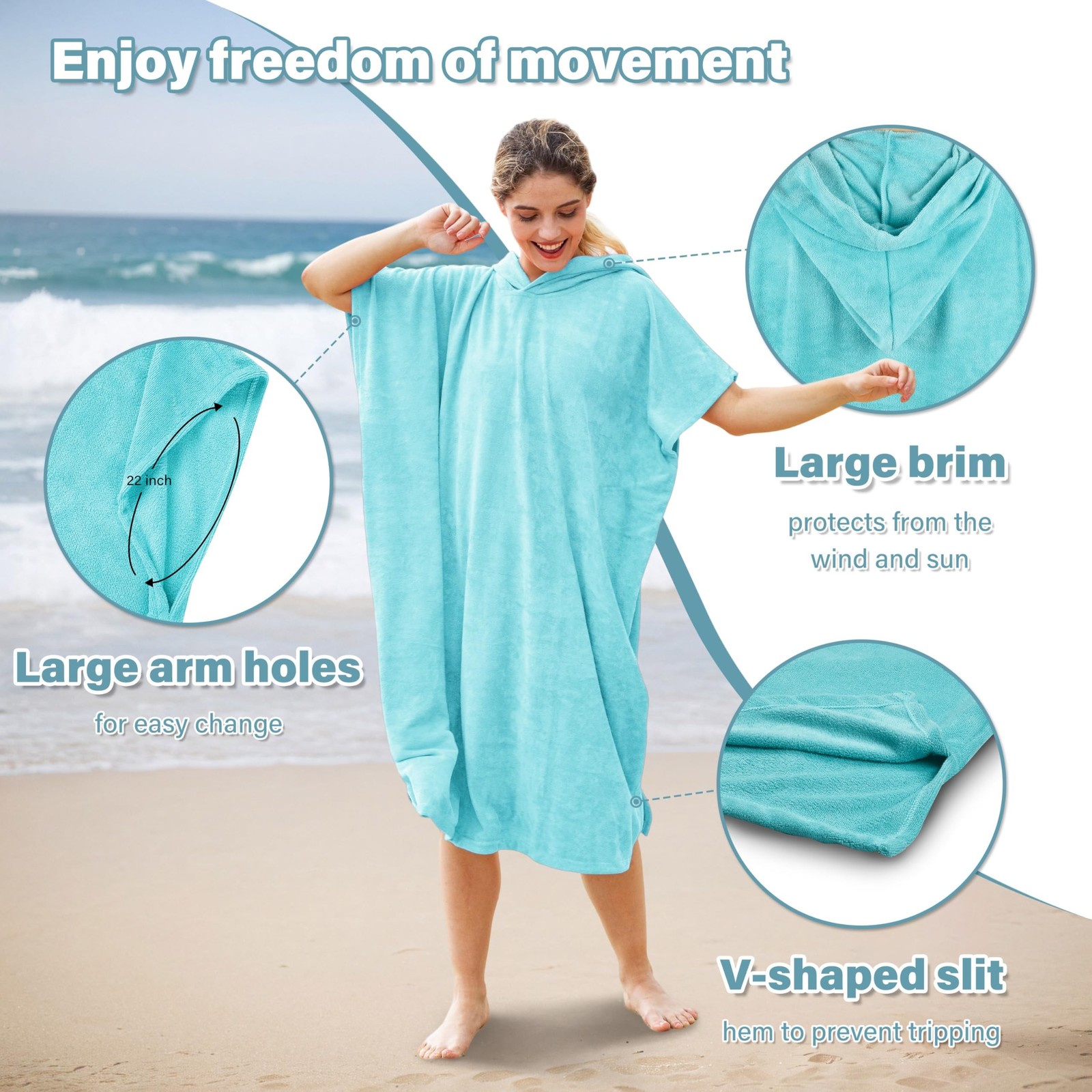 Catalonia Absorbent Surf Poncho Men Women, Quick Dry Towel Changing Poncho, H…