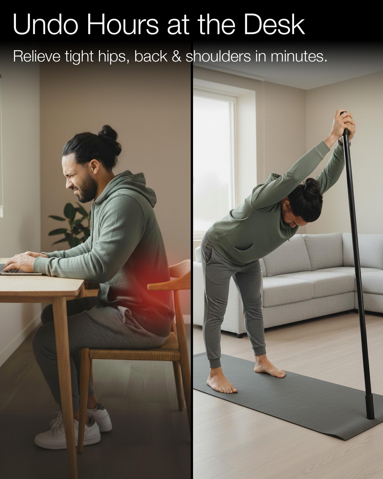 Yoga Stick Large Bamboo Exercise Stretching Workout Posture Corrector Fitness