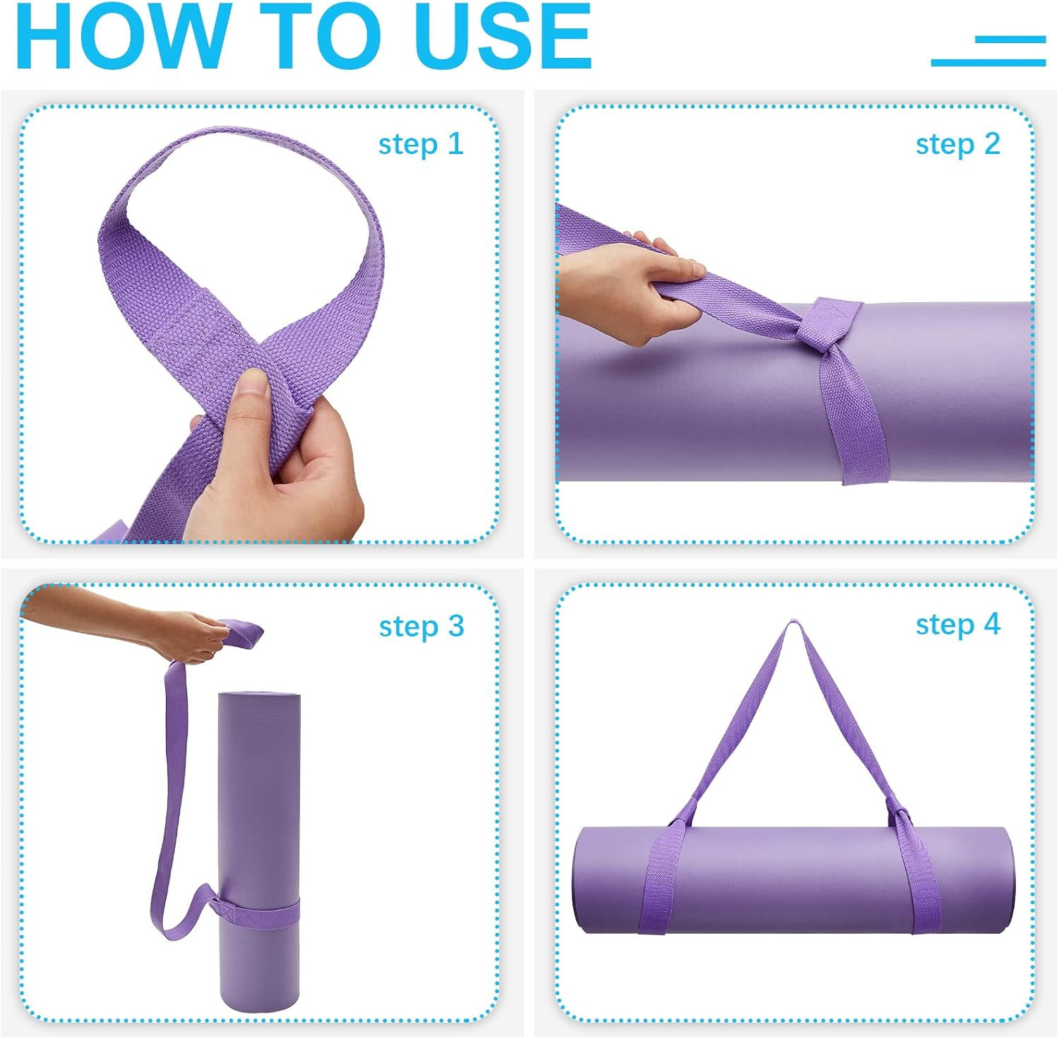 4 Pcs Yoga Mat Straps for Carrying Yoga Mat Holder Adjustable Thick Carrier Exer