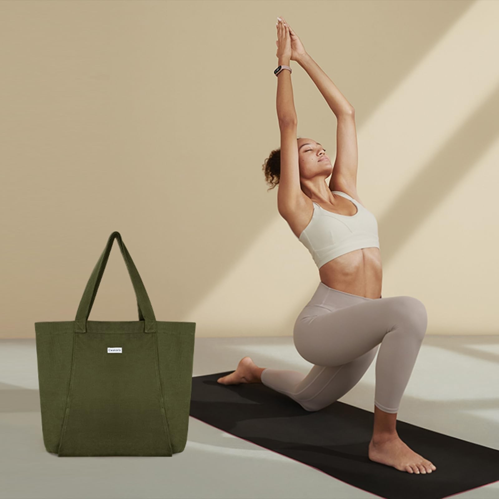 Yoga Bags for Women with Yoga Mats Bags Carrier Carryall Canvas Tote for Pila…