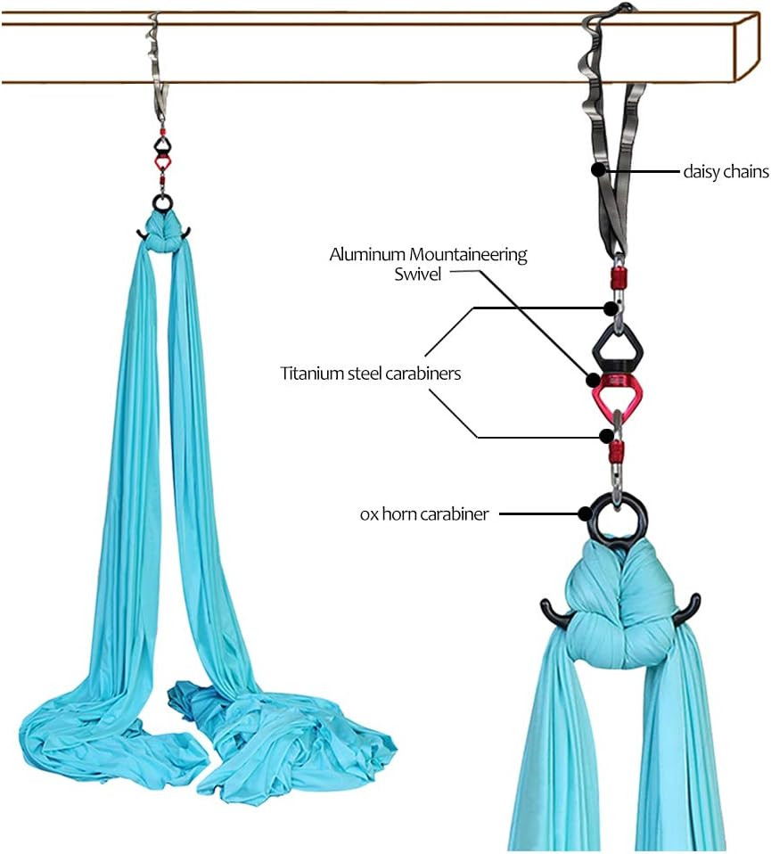 Deluxe Aerial Silks Equipment Set – 11 Yards Aerial Yoga Hammock Swing for Acrob