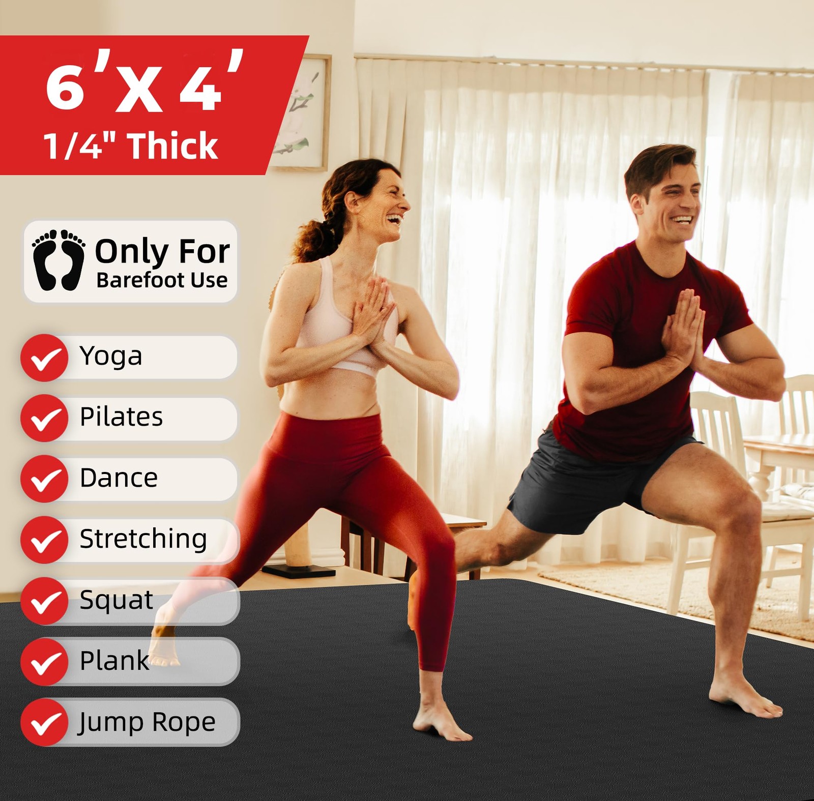 Extra Large Yoga Mat – 72&Prime;x48&Prime; or 78&Prime;x57&Prime;, Non-Slip TPE Exercise Mat for Wome…