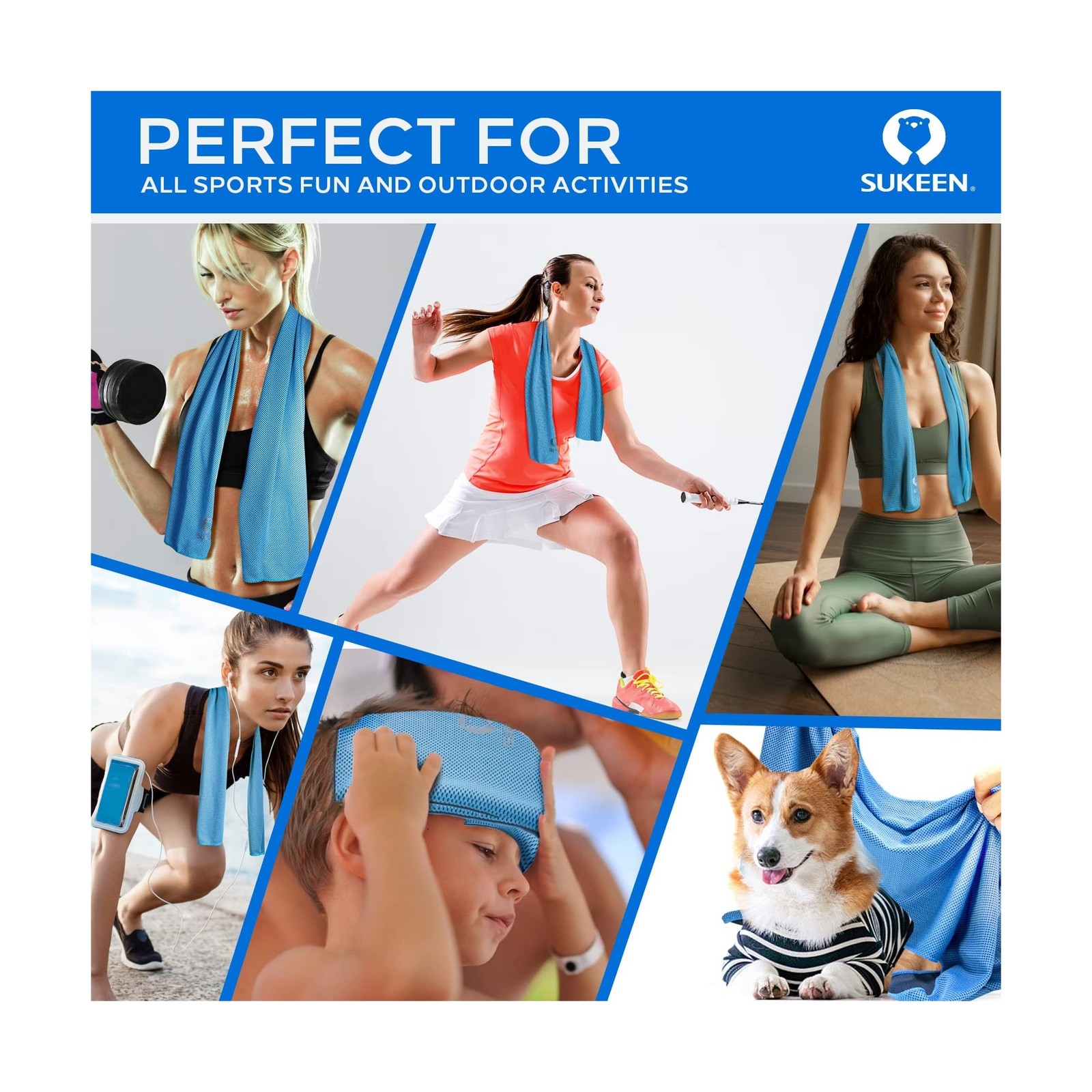 Sukeen 4 Pack Cooling Towel (40&Prime;x12&Prime;), Soft Breathable Chilly Microfiber Towe…