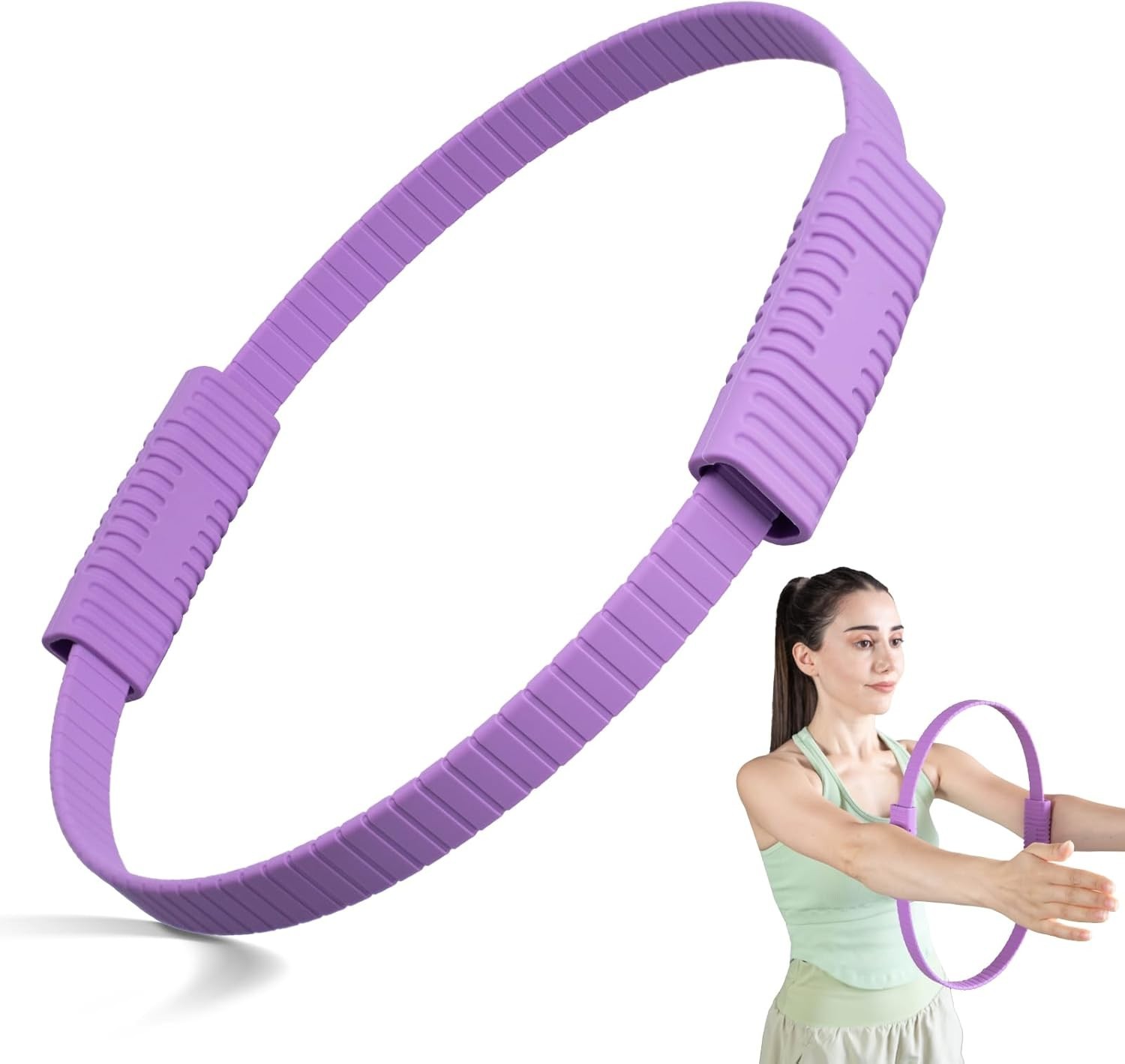 Pilates Kit, 13.5 Inch Magic Circle Ring with Core Ball and 5-Level Resistanc…