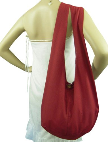 BTP! Thai Monk Buddha Cotton Sling Crossbody Messenger Bag Shlouder Burgundy M6