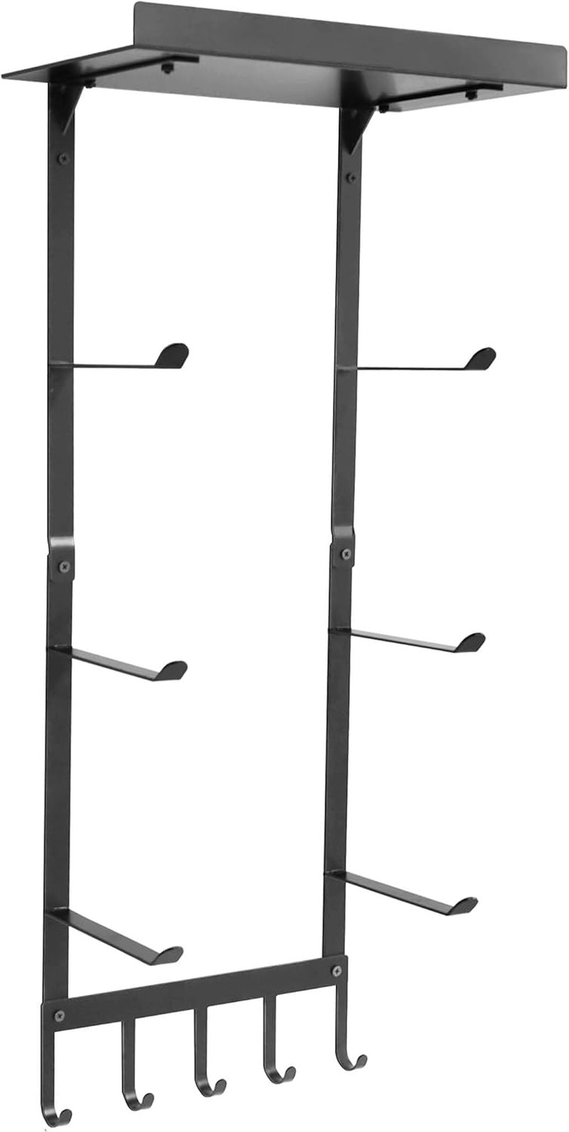 Yoga Mat Holder Wall Mount, Home Gym Storage Rack with Top Floating Shelf, 4-Tie