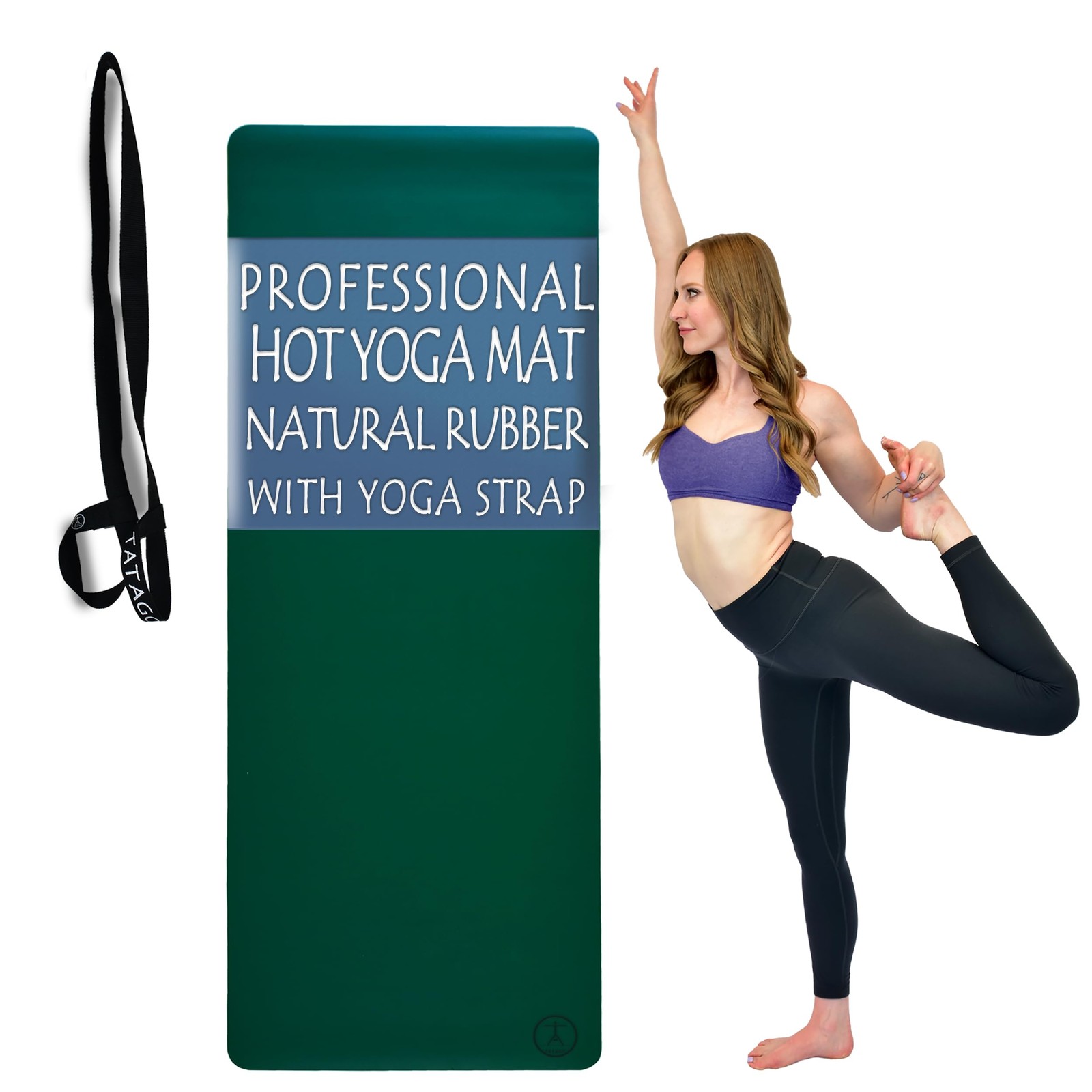 Hot Yoga Mat Non Slip-72 inch Professional Natural Yoga Mat, Pliates Mat, Str…
