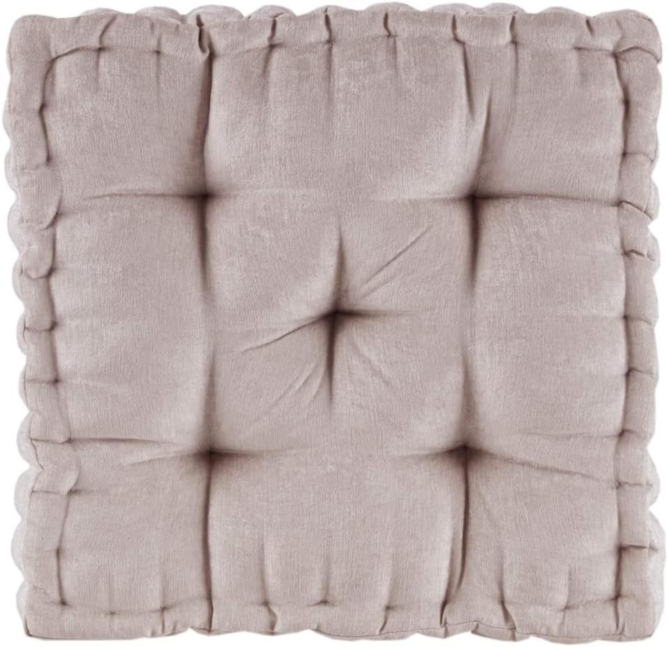 Lustrous Blush Floor Pillow – Portable 20&Prime; Tufted Cushion for Yoga & Comfort