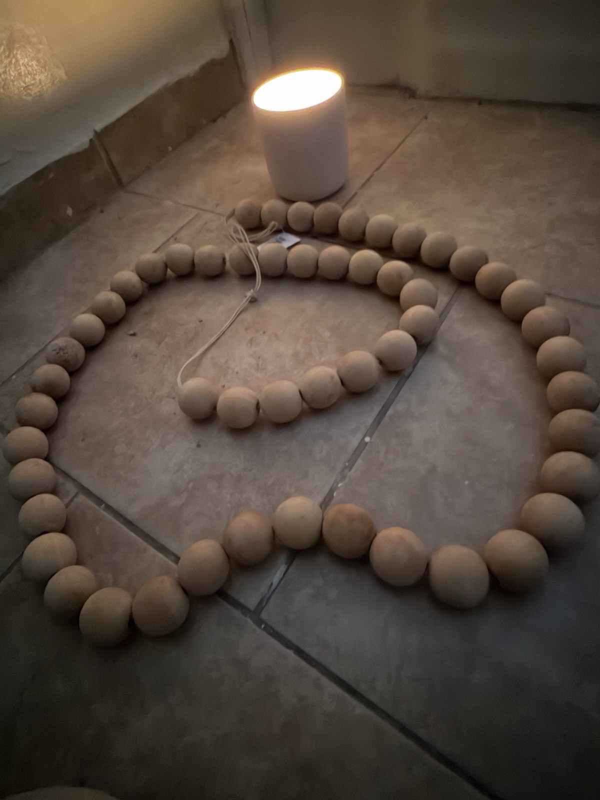 Meditation/Spritual/Yoga Garland Made Of Natural Wood Smooth Beads 6 Feet Long