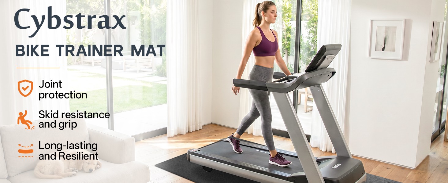 Treadmill Mat, Bike Trainer Mat for Stationary Spin Bike, 72&Prime; x 48&Prime; Non Slip