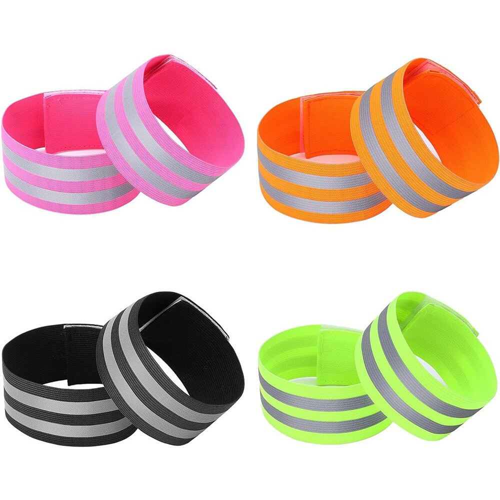 4 Pair Elastic Reflective Bands Arm Leg Band Straps Sport Night Running Cycling
