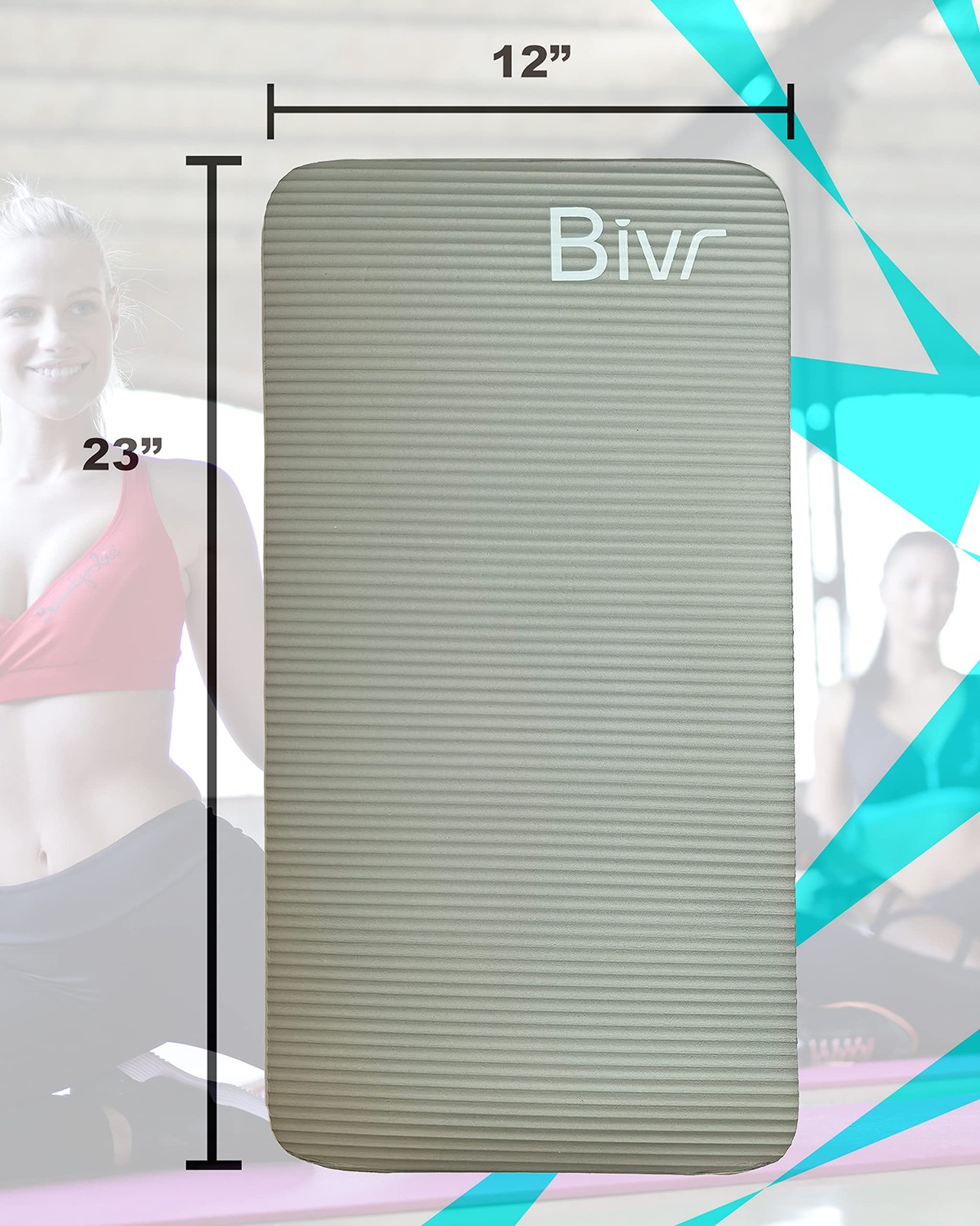 BIVR Portable Yoga Knee Pad Extra Thick Large 12 Inch Wide Cushion for Pilate…