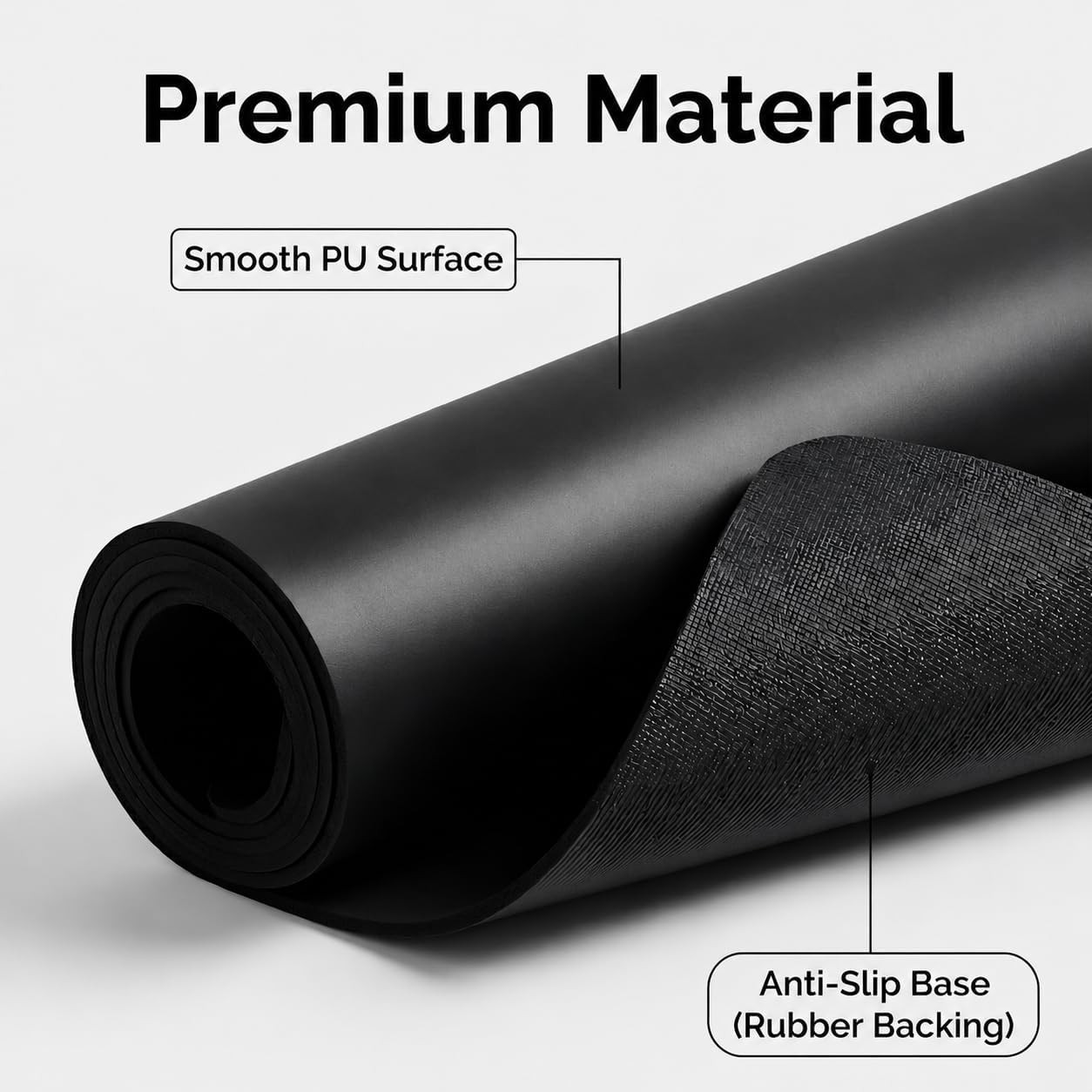 Grip Yoga Mat 5Mm Non-Slip PU Natural Rubber Surface, Premium Fitness Mat for Ho