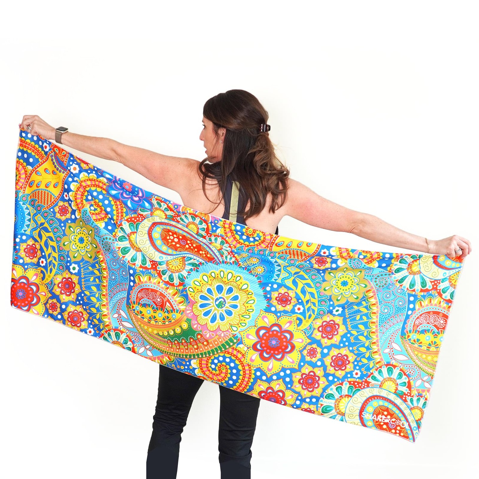 SHAKEitCOOL Large Cooling Shawl – Instant Heat Relief Shawl, Bright Paisley