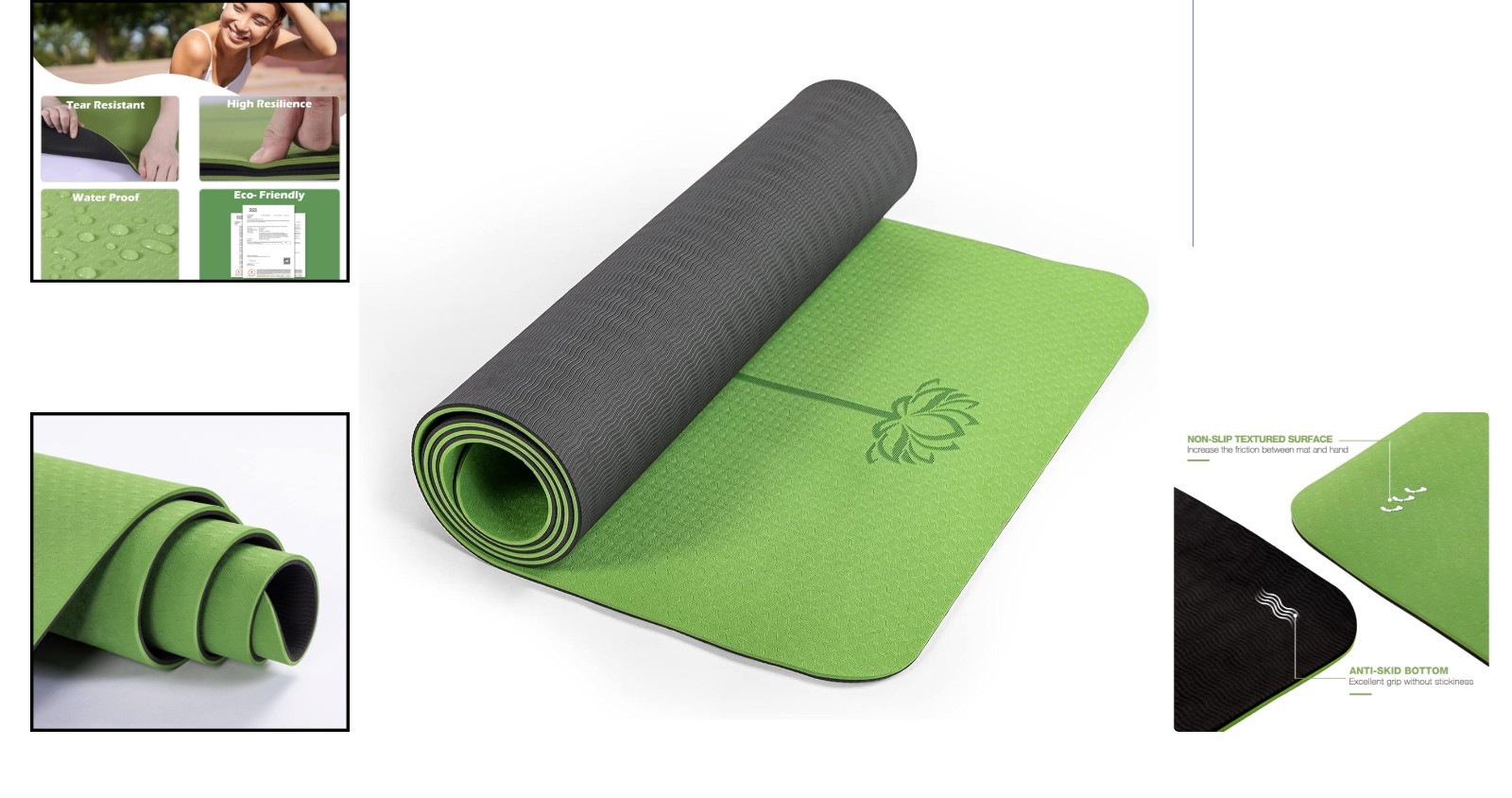 1/4&Prime; Thick Non-Slip TPE Yoga Mat with Carry Strap – Comfort Meets Durability