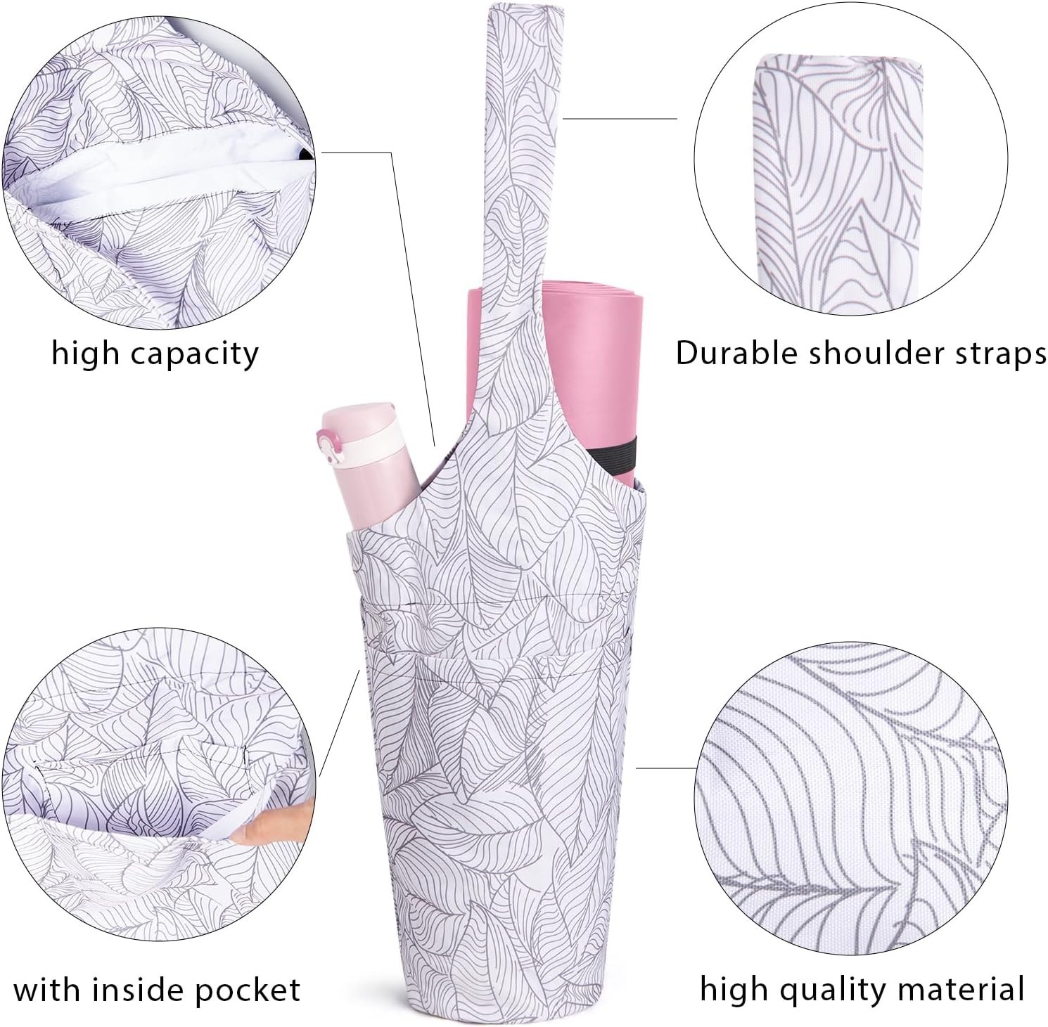 IwIeIaIrI Yoga Mat Bag with Large Size Pocket and Zipper Pocket，Yoga Bag Adjus