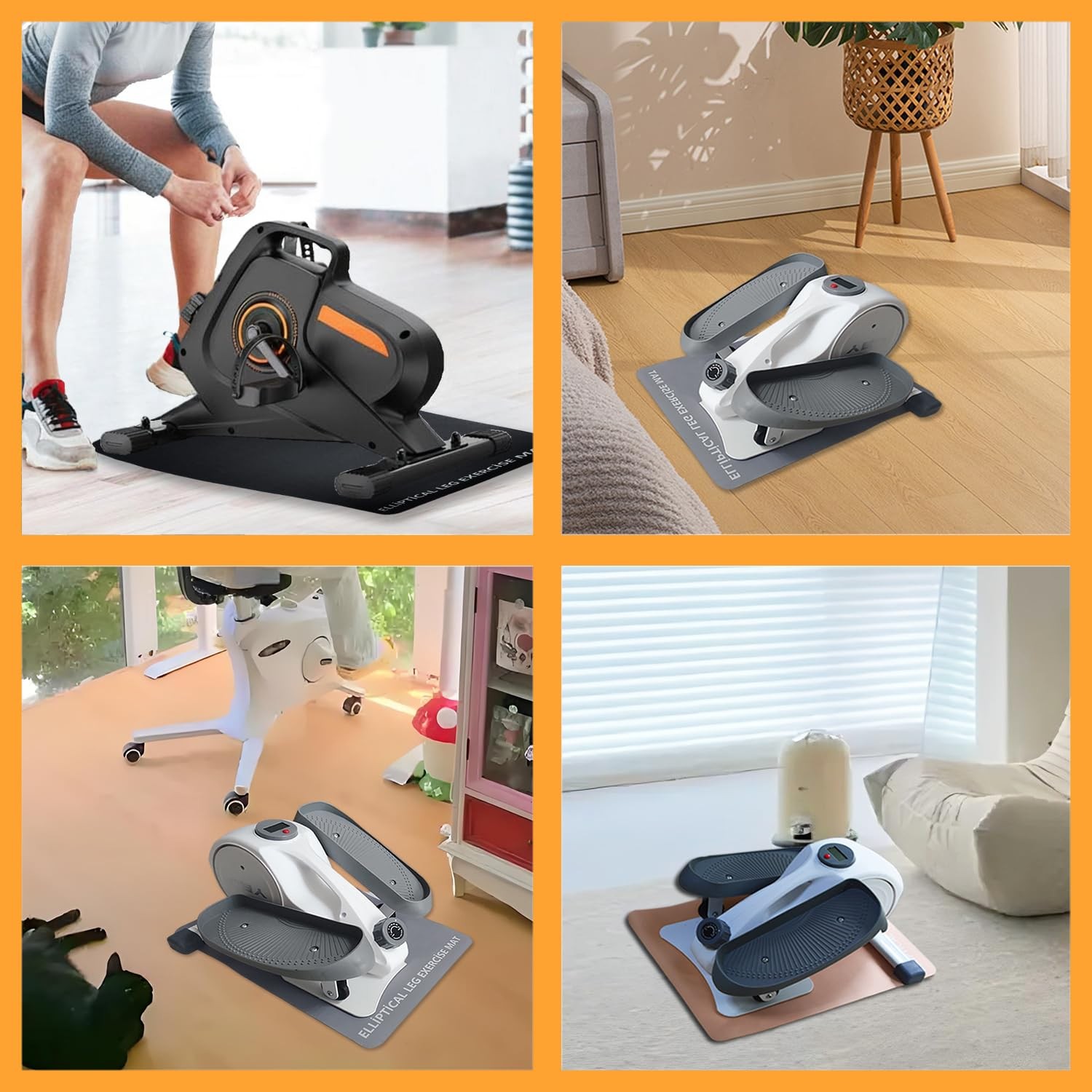 Non-Slip Workout Mat for Under Desk Ellipticals, 23.62 x 16.92 inches, Black