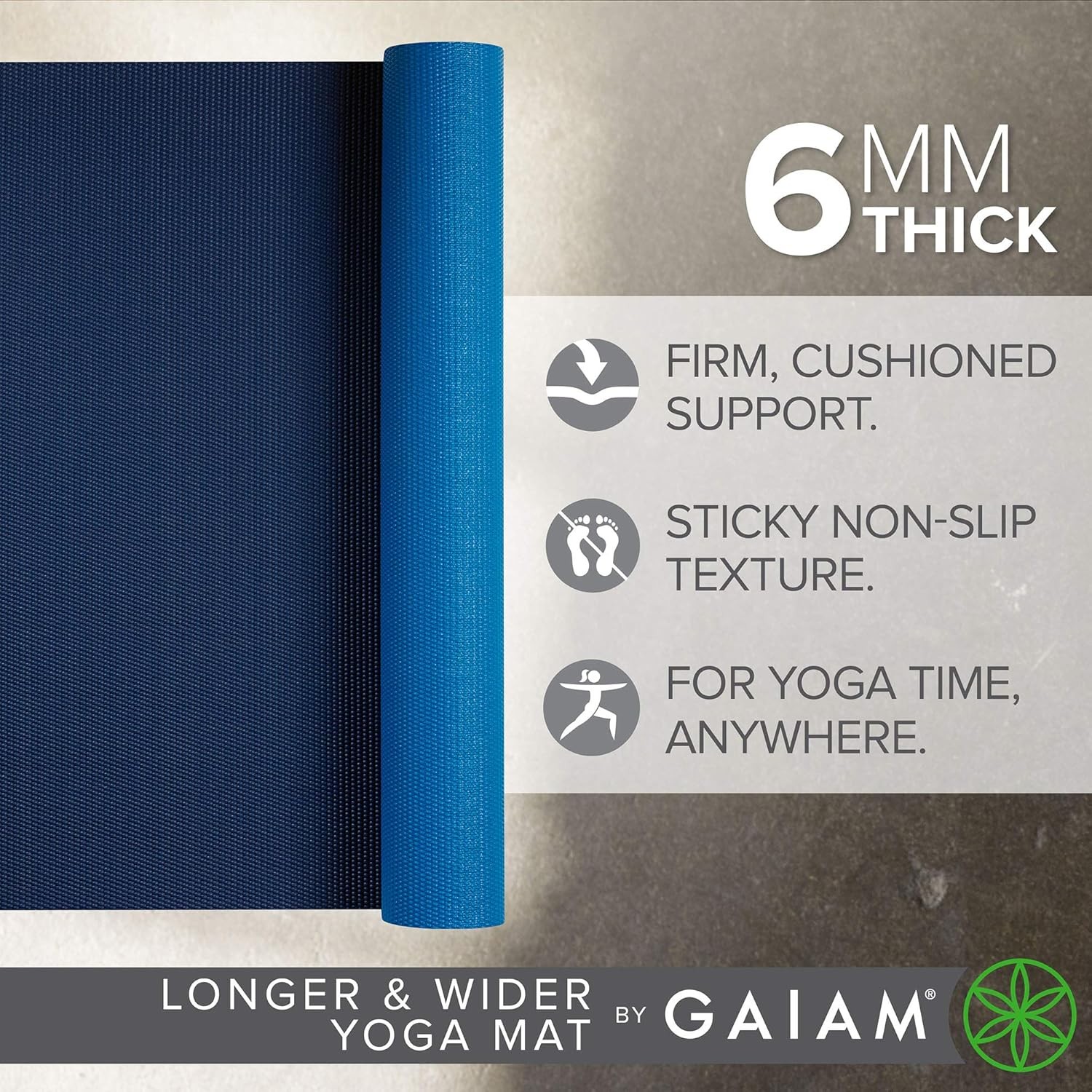 Solid Color Yoga Mat, Non Slip Exercise & Fitness Mat for All Types of Yoga,